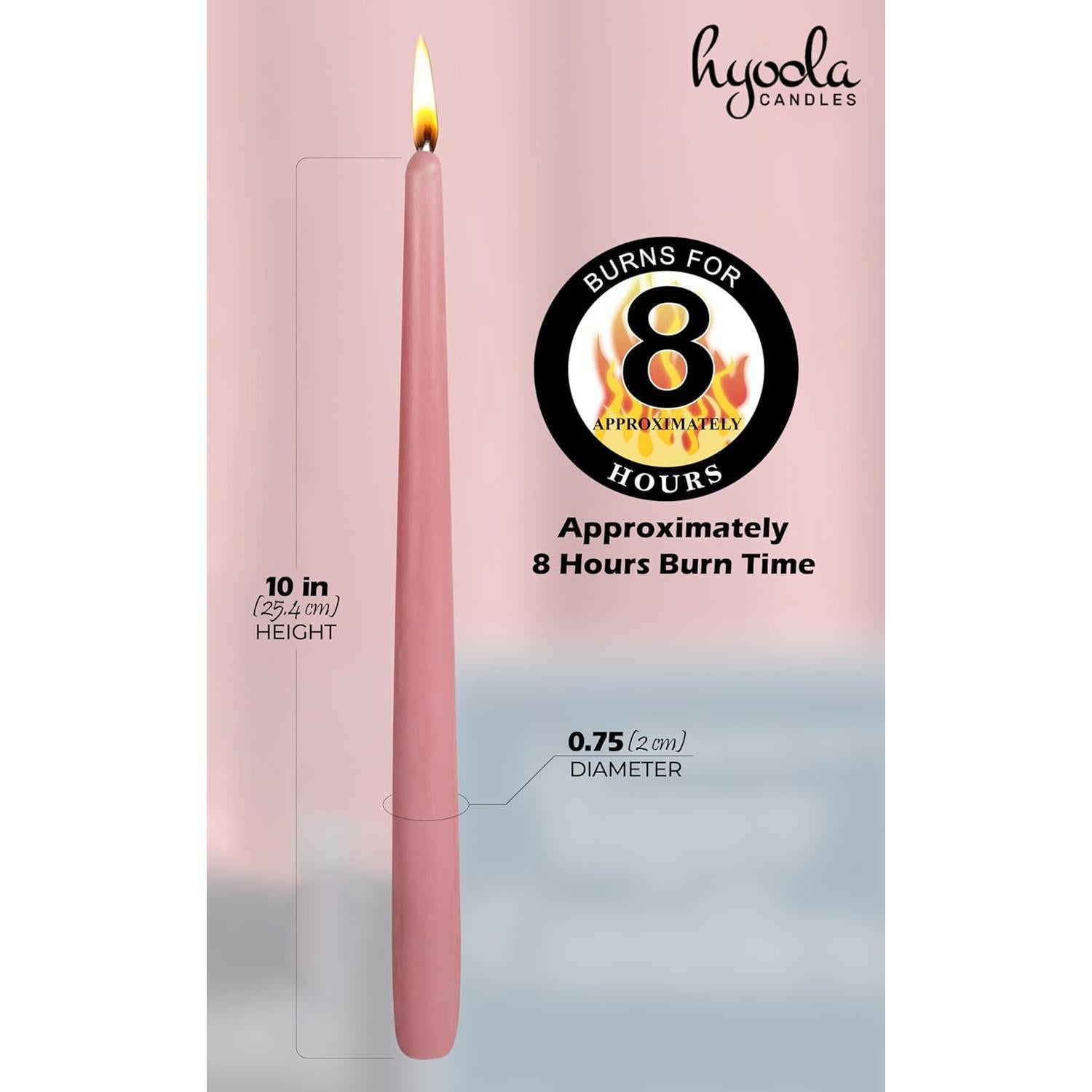 Hyoola Velas Taper Altas Rosa Pink 12 Unidades 25.4 cm Sin Goteo