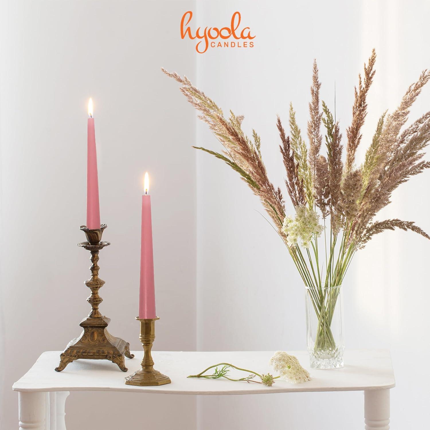 Hyoola Velas Taper Altas Rosa Pink 12 Unidades 25.4 cm Sin Goteo
