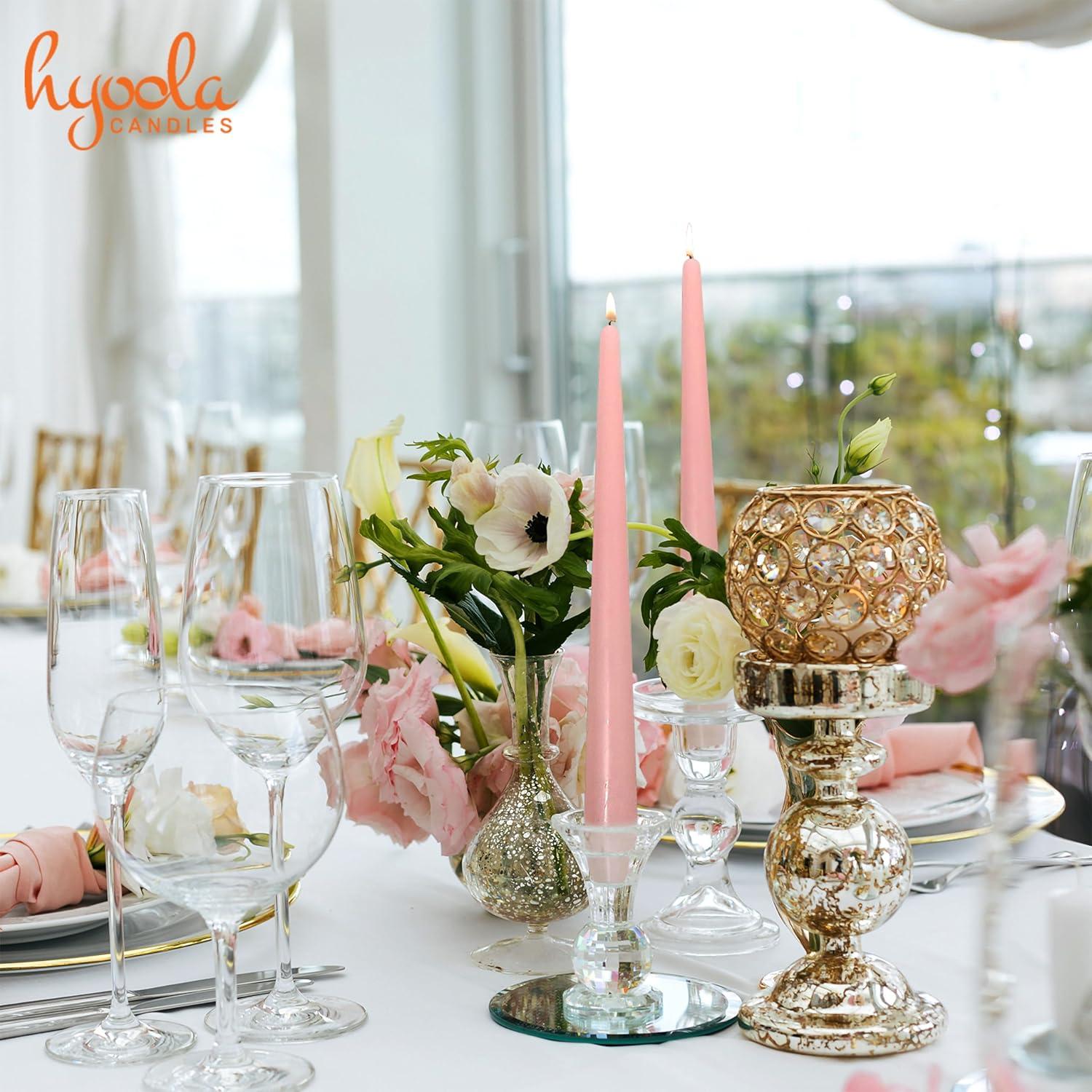 Hyoola Velas Taper Altas Rosa Pink 12 Unidades 25.4 cm Sin Goteo