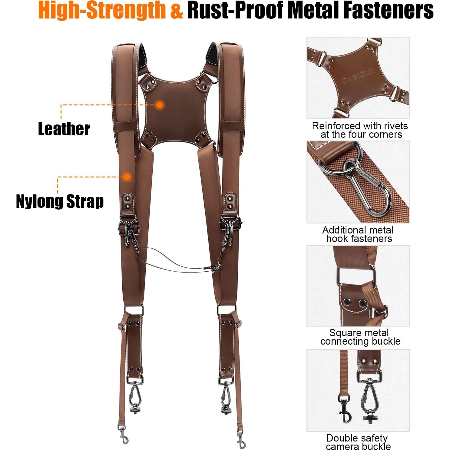 Cinturón de cámara Cwatcun café para DSLR y SLR