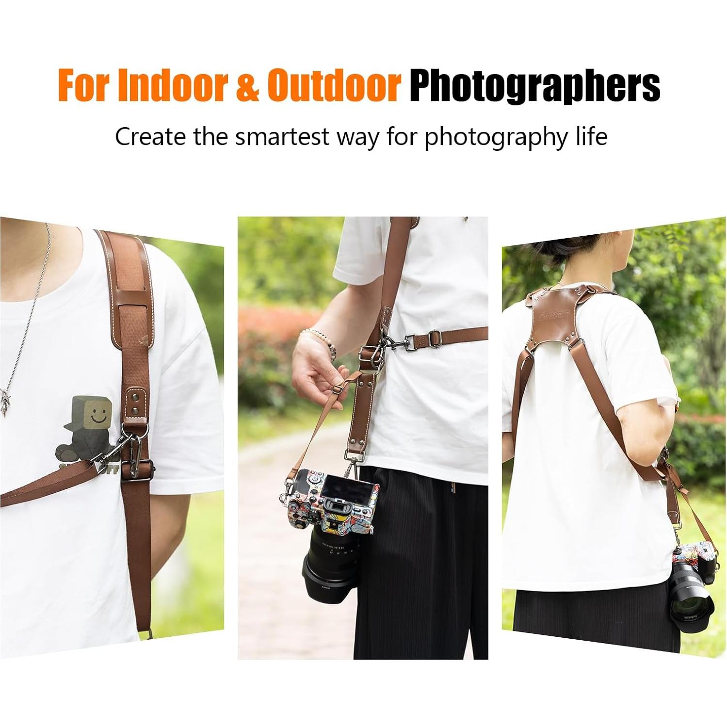 Cinturón de cámara Cwatcun café para DSLR y SLR