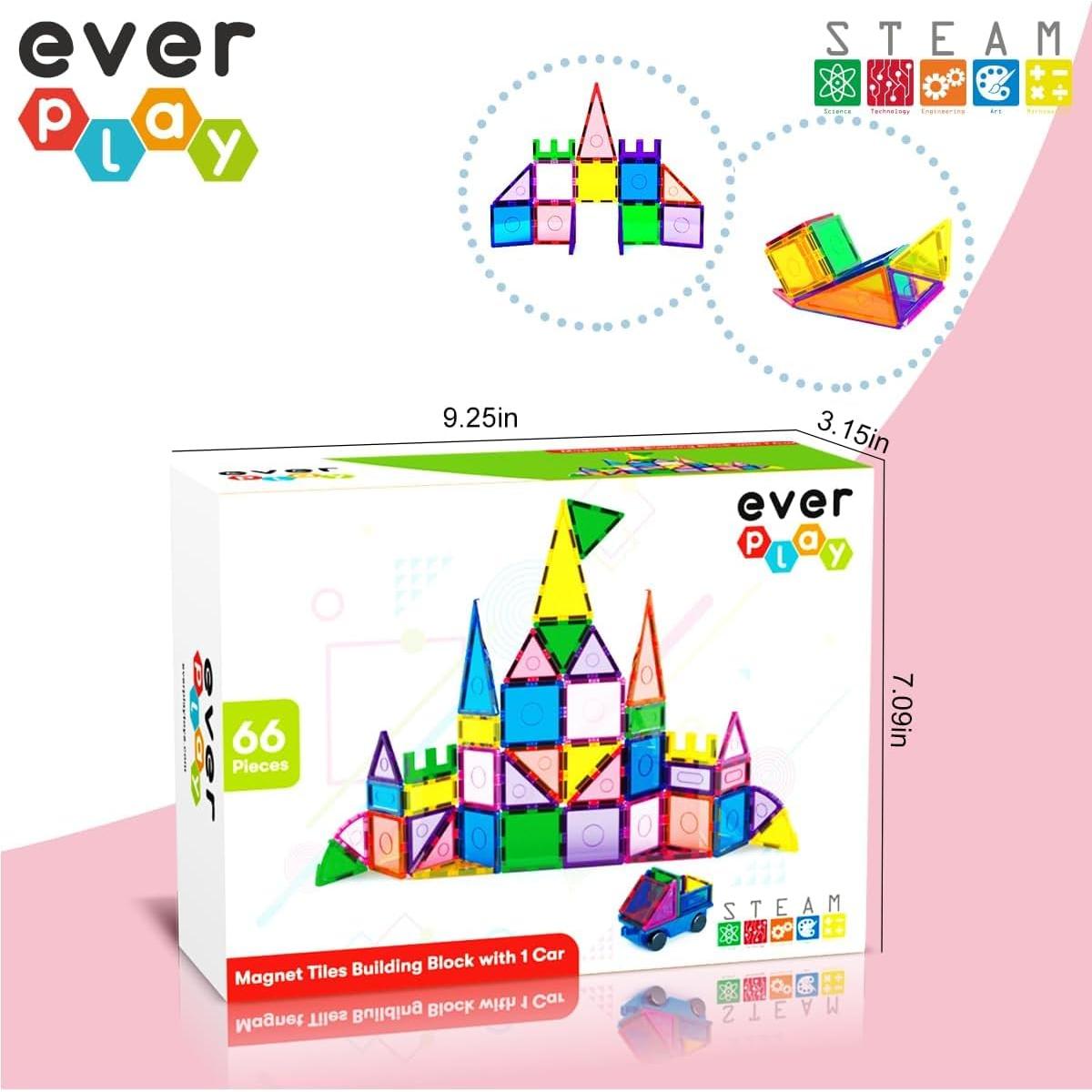 Juguete Magnético Everplay 66 Piezas para Niños 3 Años+