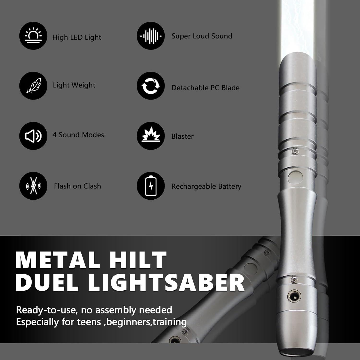 Sable de Luz Pro Lightsaber YDDSABER 97 cm Recargable Blanco