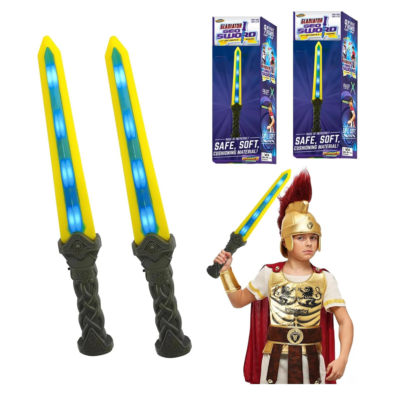 Espadas de Luz LED Geospace Gladiador 18" - 2 Pack para Niños y Adultos
