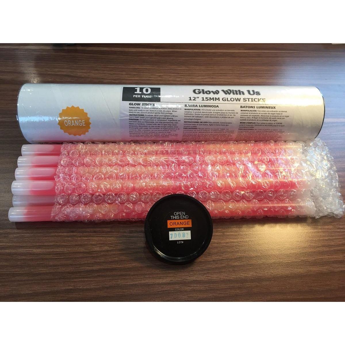 Palos de luz fluorescentes GlowWithUs 12" Naranja 10 unidades