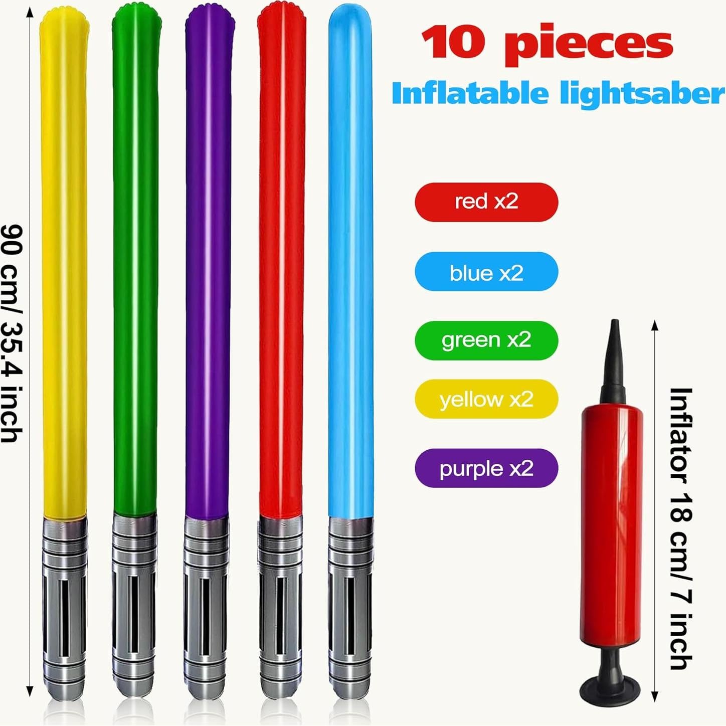 Set de 10 Sables de Luz Inflables Qneiaym 89 cm Multicolor