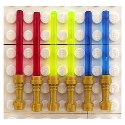 LEGO Star Wars - 6 Sables de Luz Colores y Empuñaduras Oro