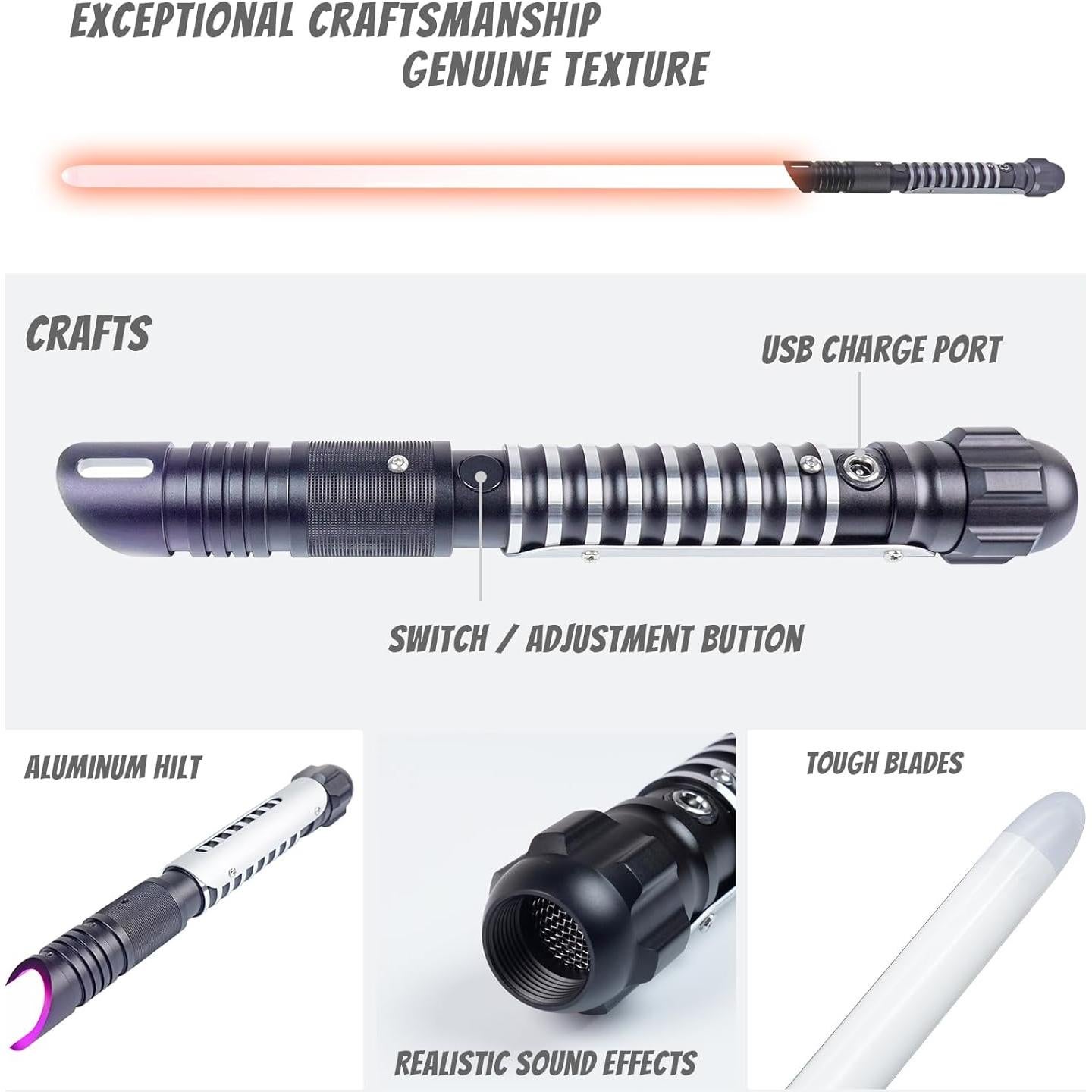 Sable de Luz RGB DOMILE 80 cm Recargable con Sonido