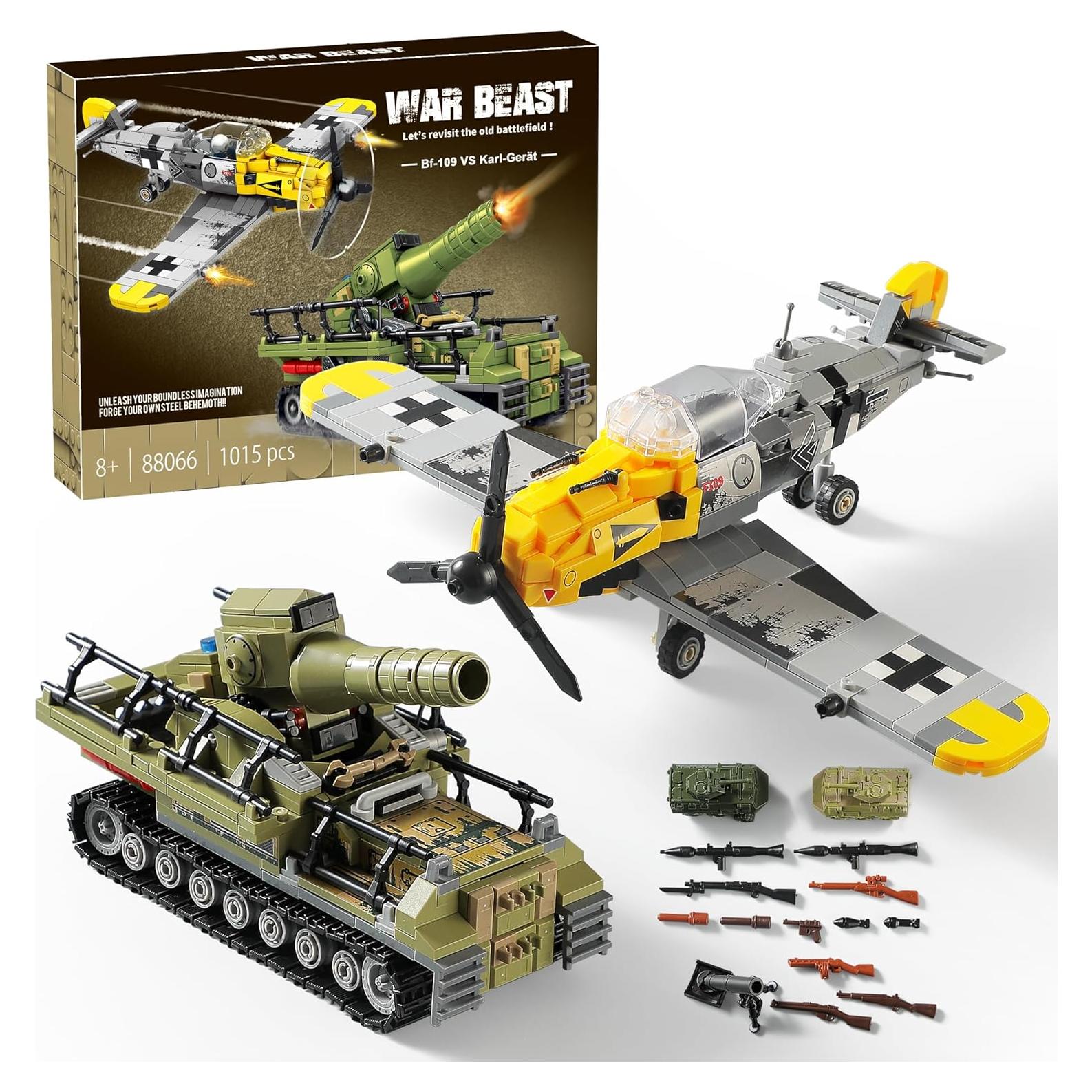 Kit de Construcción Militar MISTBUY BF109 y Mortero Karl 1015 Piezas