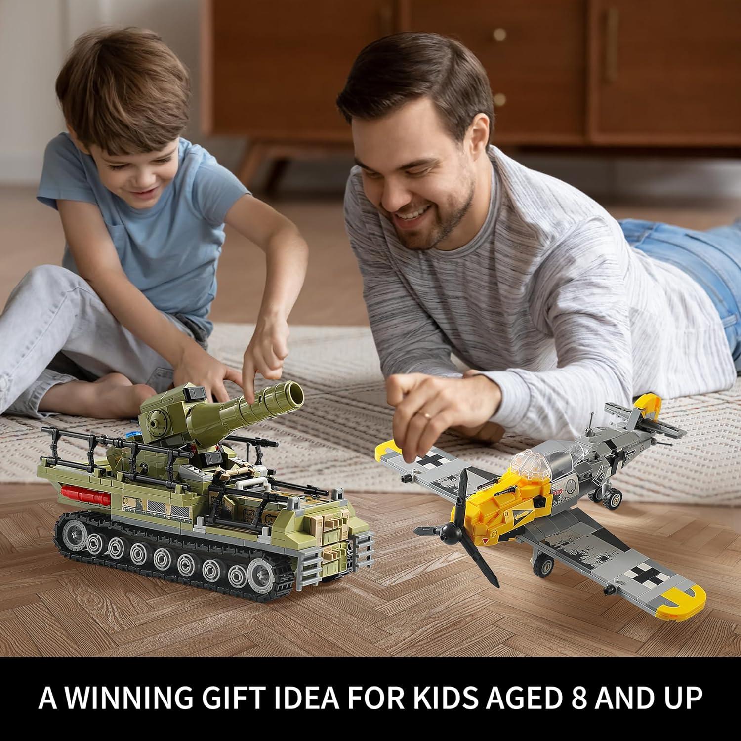 Kit de Construcción Militar MISTBUY BF109 y Mortero Karl 1015 Piezas