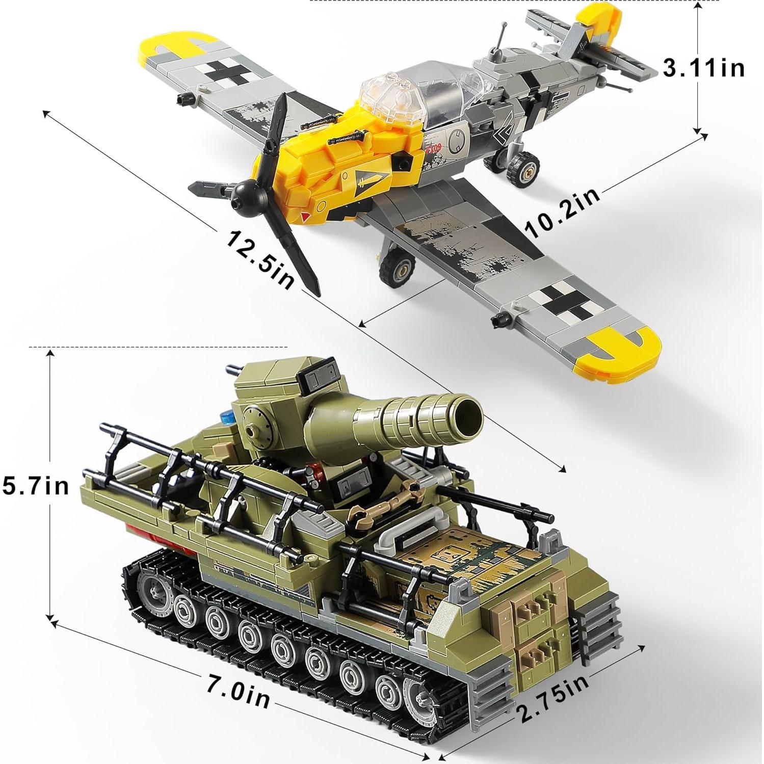 Kit de Construcción Militar MISTBUY BF109 y Mortero Karl 1015 Piezas