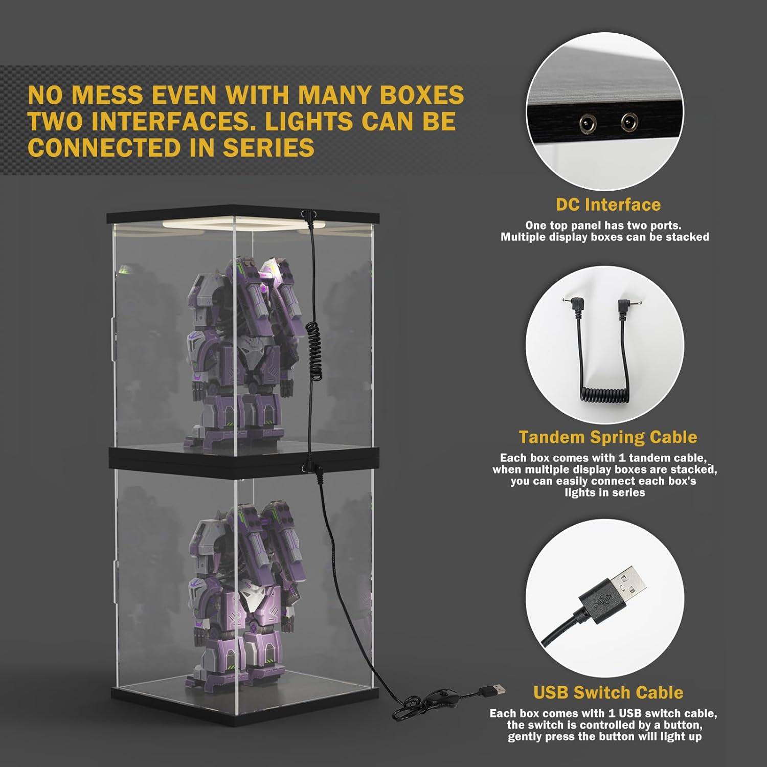 Caja de Exhibición Acrílica Nynelly 20x20x25 cm con Luz LED