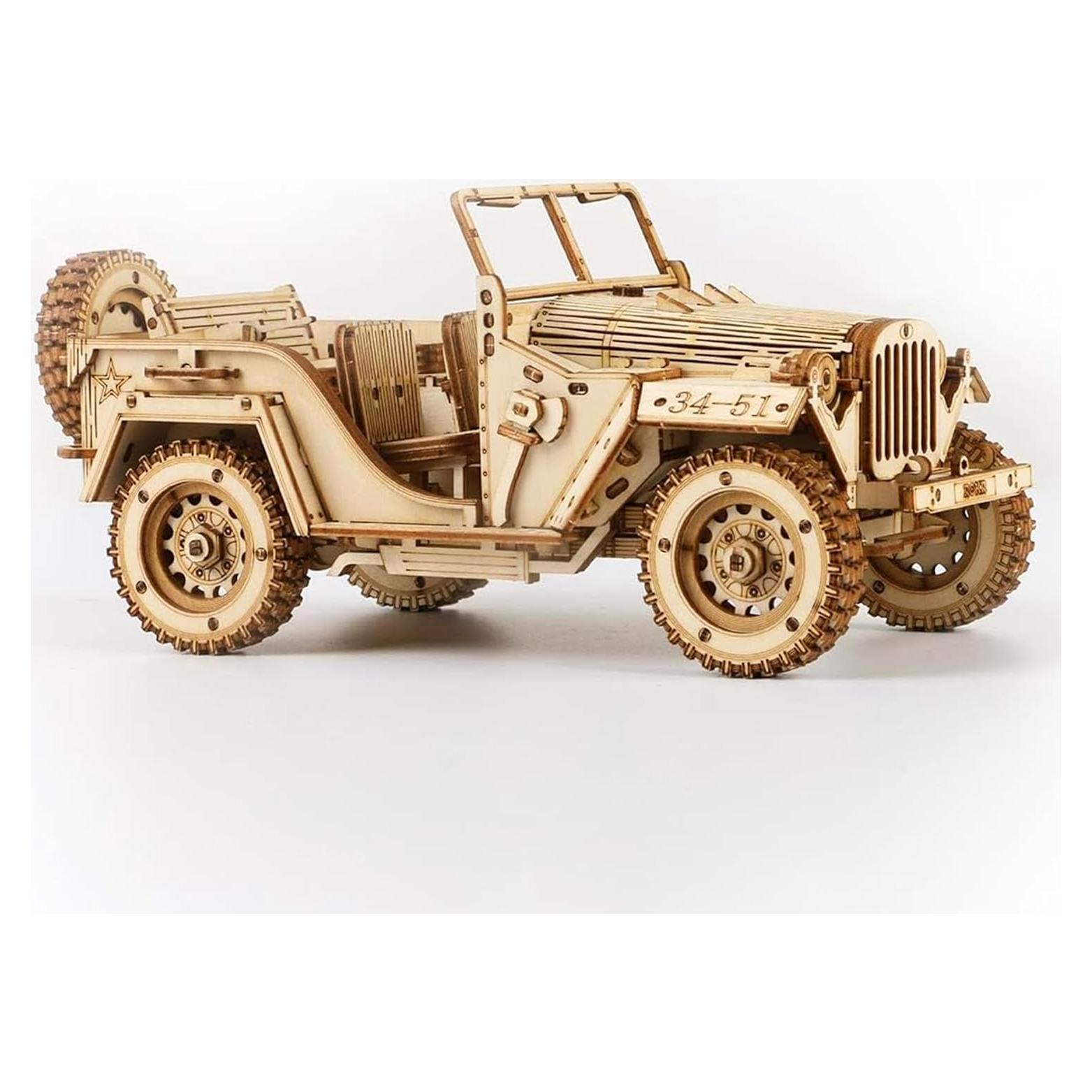 Rompecabezas de Madera 3D ROKR Coche Militar Escala 1:18