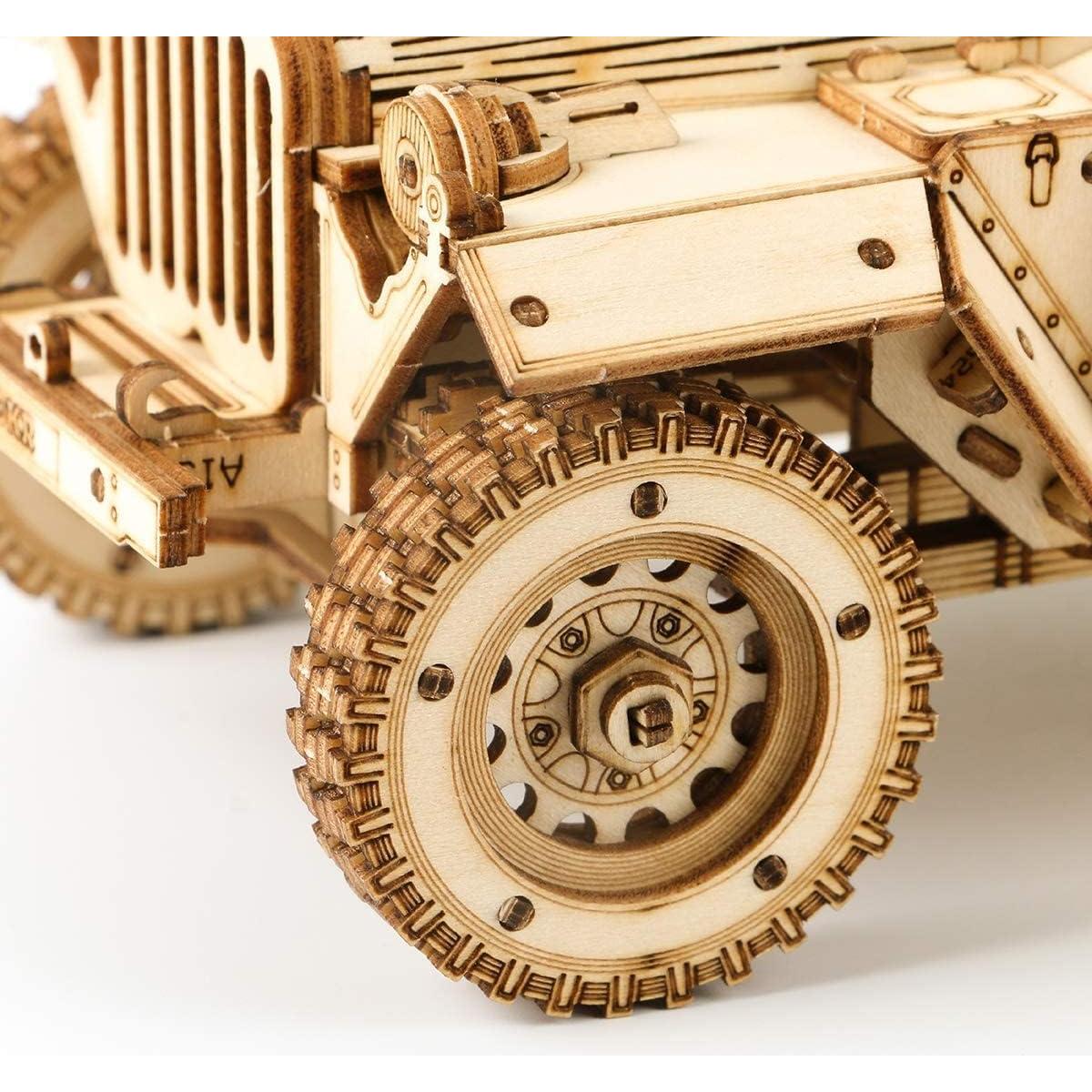 Rompecabezas de Madera 3D ROKR Coche Militar Escala 1:18
