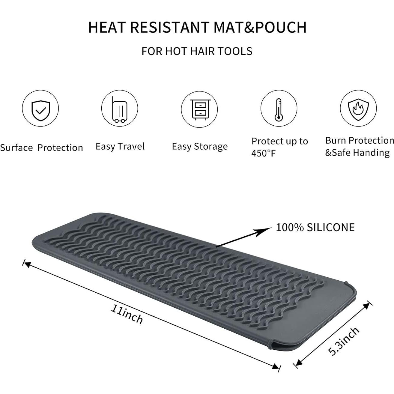 Alfombrilla de Silicona EIOKIT Resistente al Calor 27,9x12,7cm Gris