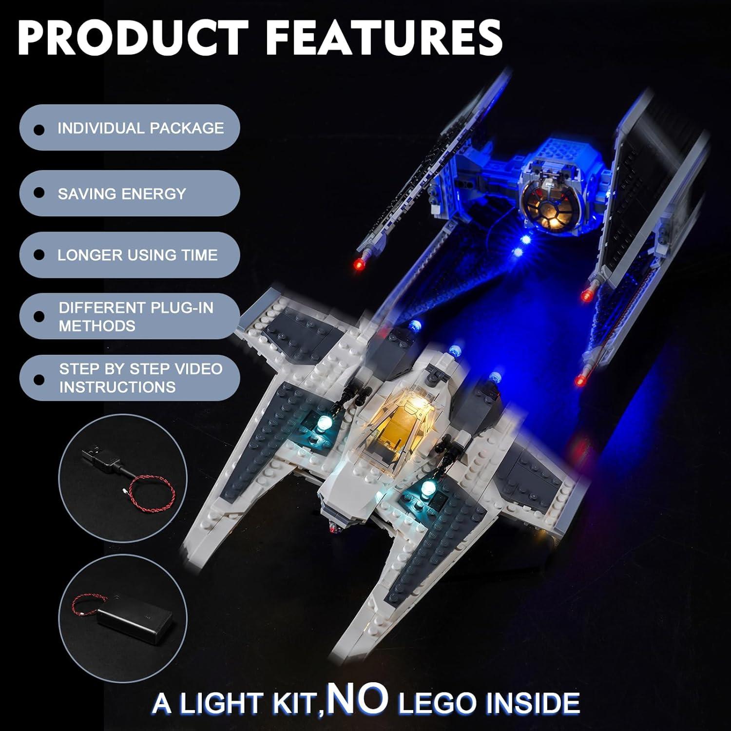 Kit de Luces LED BrickBling para LEGO Caza Mandaloriano 75348