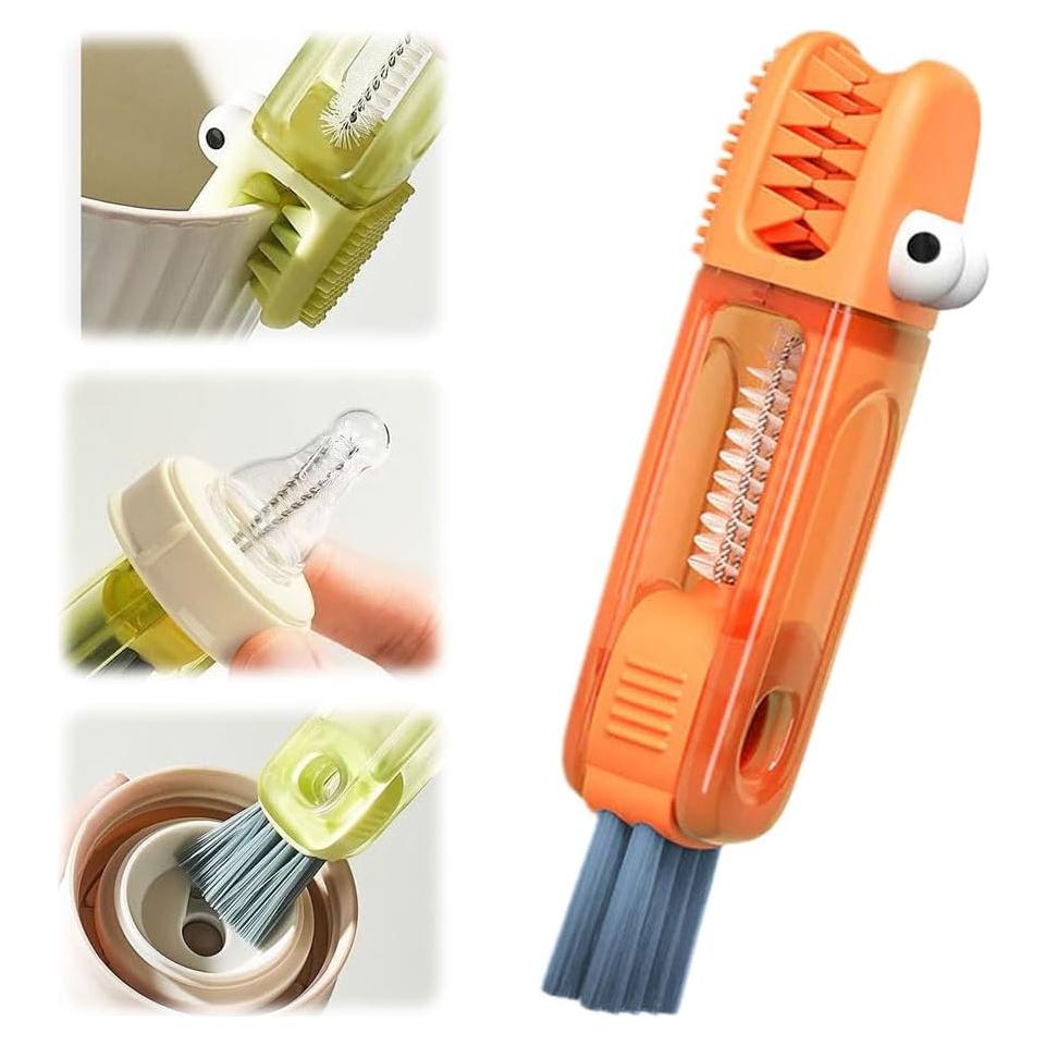 3 in 1 Multifunctional Crevice Cleaning Brush Set, Portable Cup Lid Cleaner with Brush, Gap Tight Spaces Cleaner for Baby Bottle