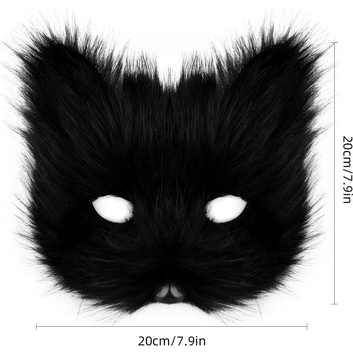 Máscara de Zorro Gato Peluche para Fiesta Halloween Adulto