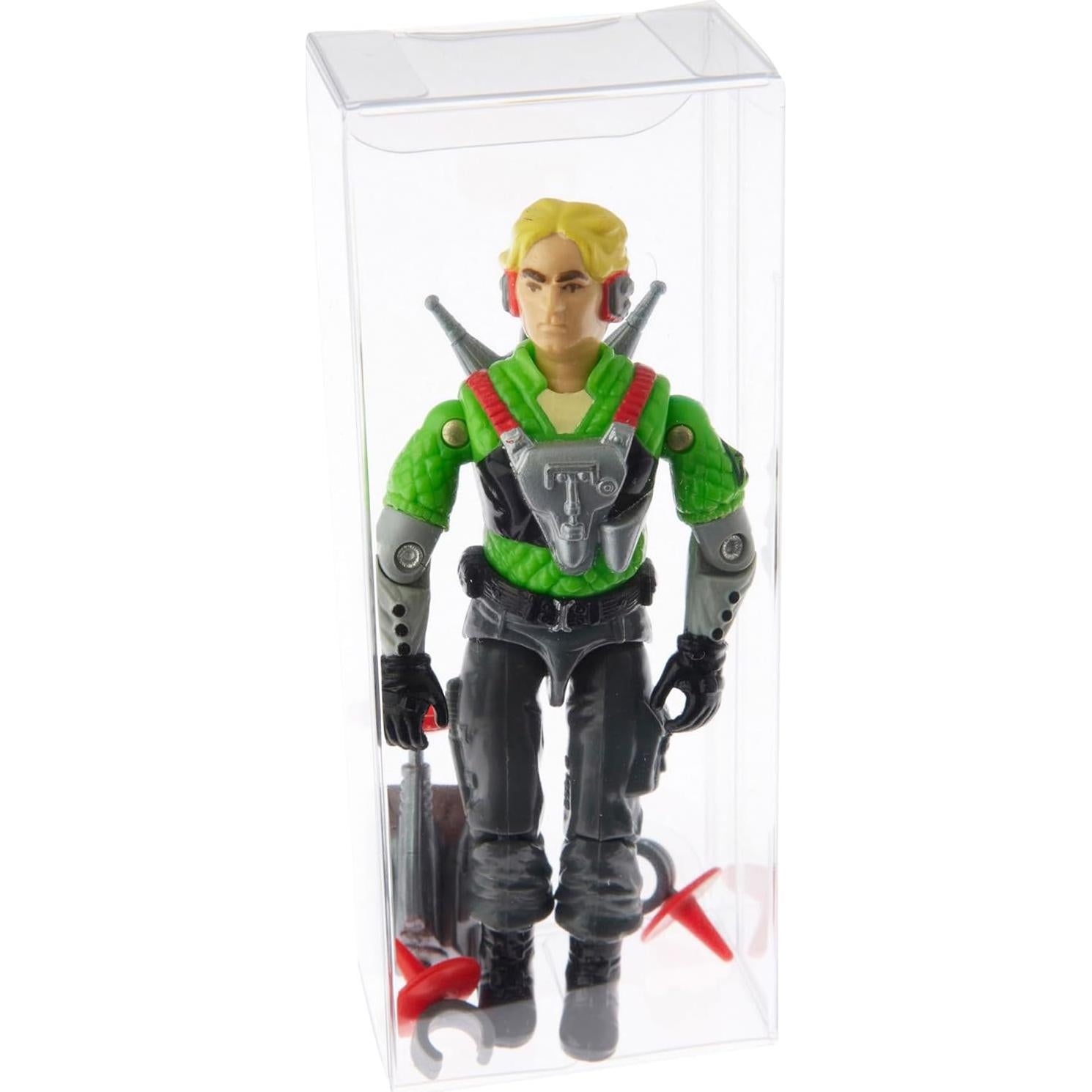 Plymor Clear Folding Action Figure Storage / Display Protector Box, 1.75" W x 1.25" D x 4.5" H, fits 3.75" Figures, 2-Pack