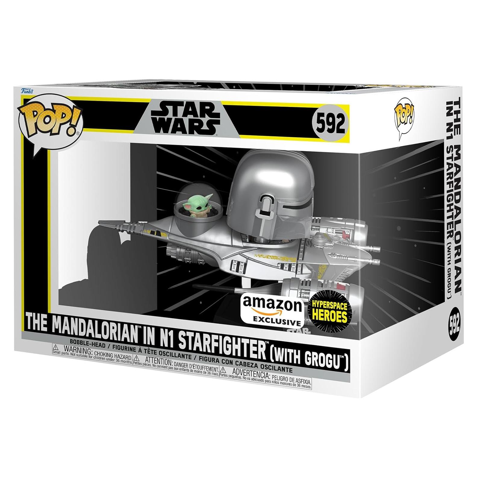 Funko POP! Ride El Mandaloriano en N1 Starfighter con Grogu