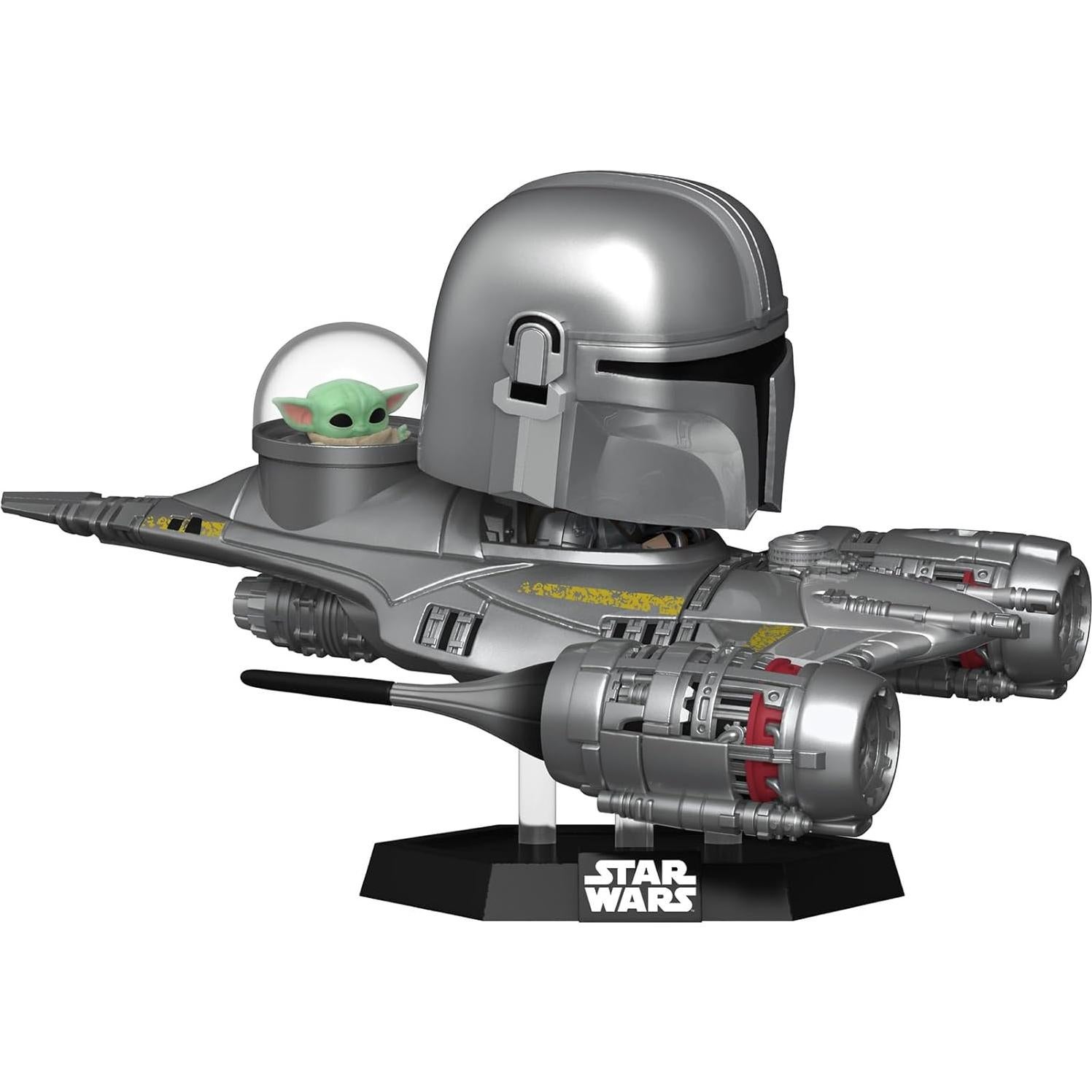 Funko POP! Ride El Mandaloriano en N1 Starfighter con Grogu