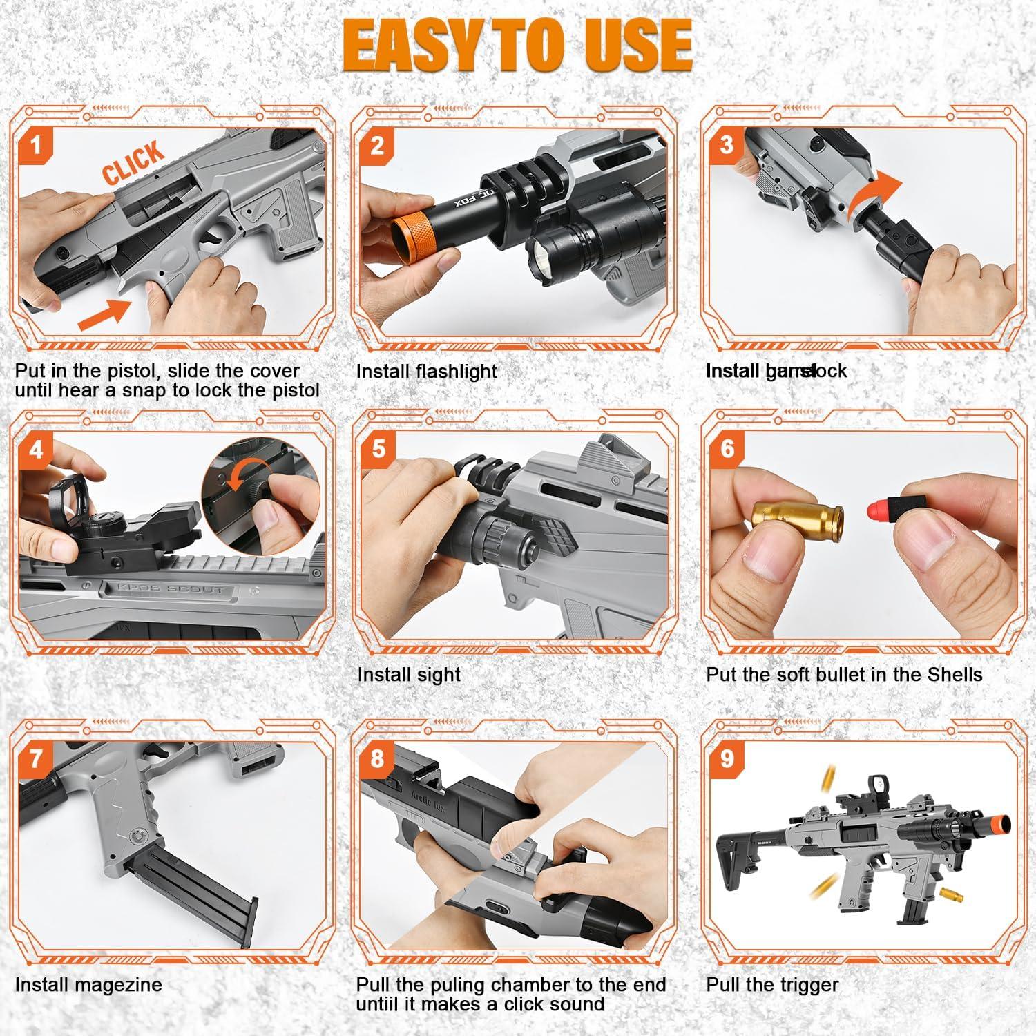 Blaster de Juguete ALLROAD con 80 Balas de Espuma y 2 Cargadores