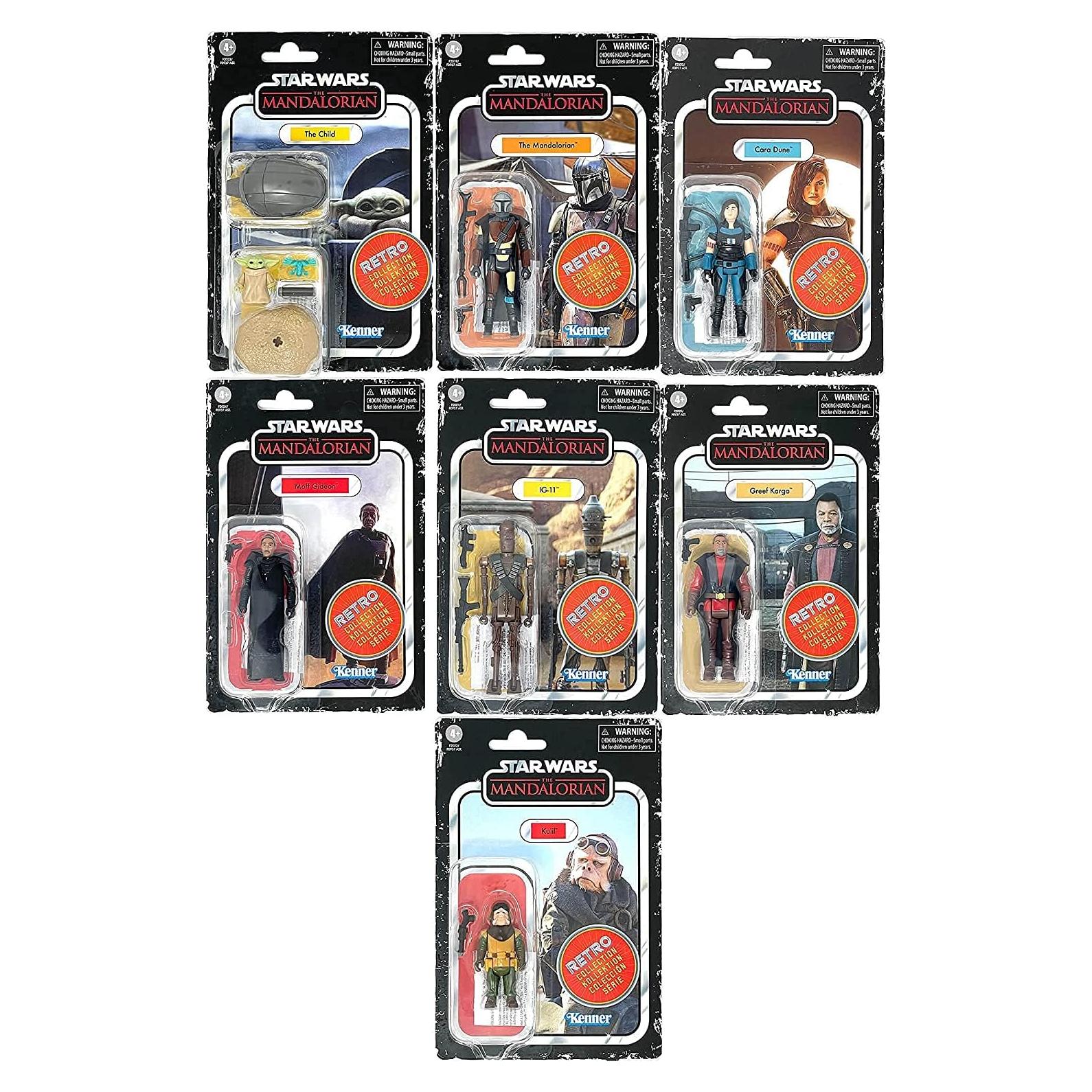 Figuras Colección Retro Star Wars The Mandalorian Set 7 piezas