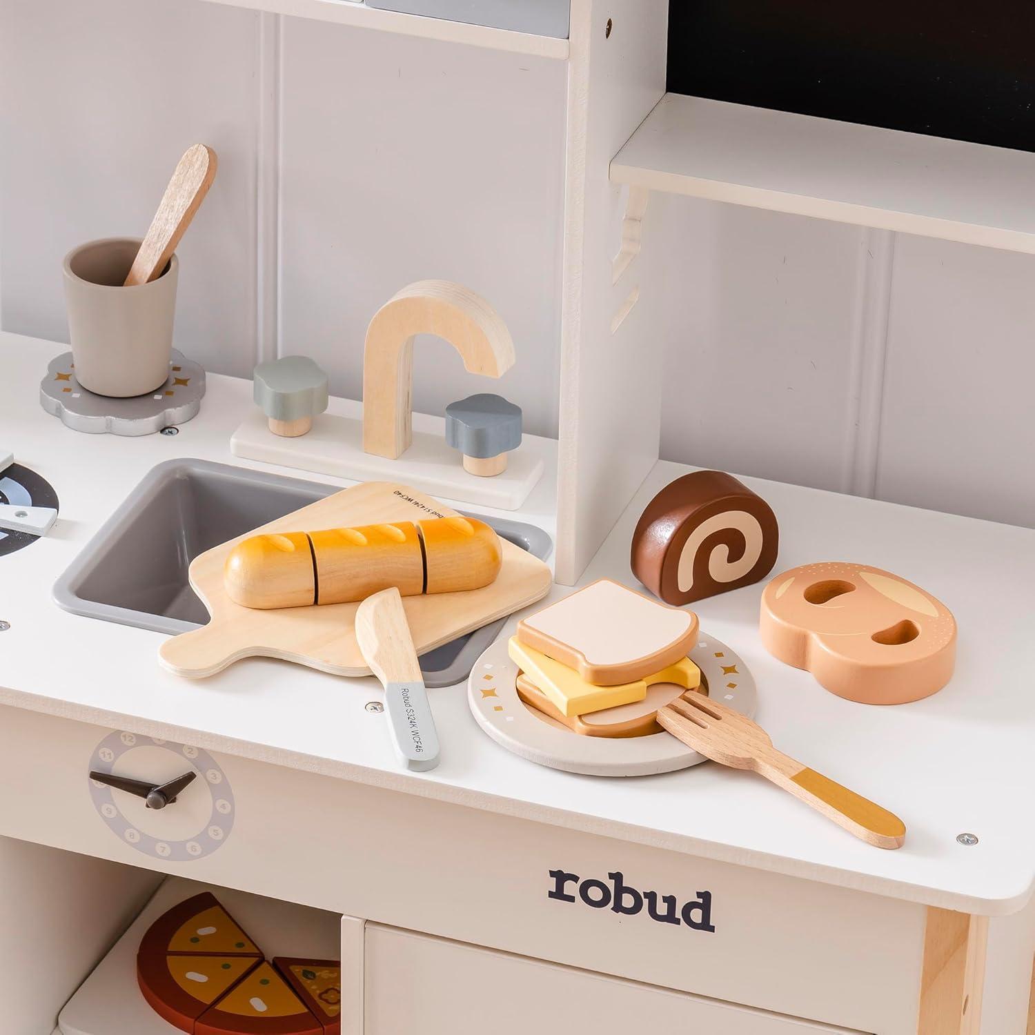 Conjunto de Comida de Madera ROBOTIME para Cortar - Juguete Infantil