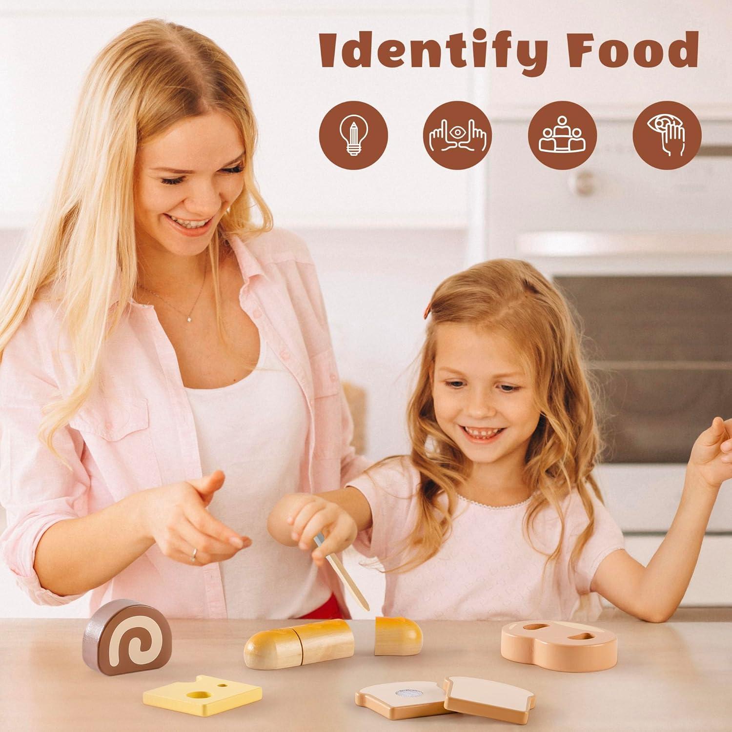 Conjunto de Comida de Madera ROBOTIME para Cortar - Juguete Infantil