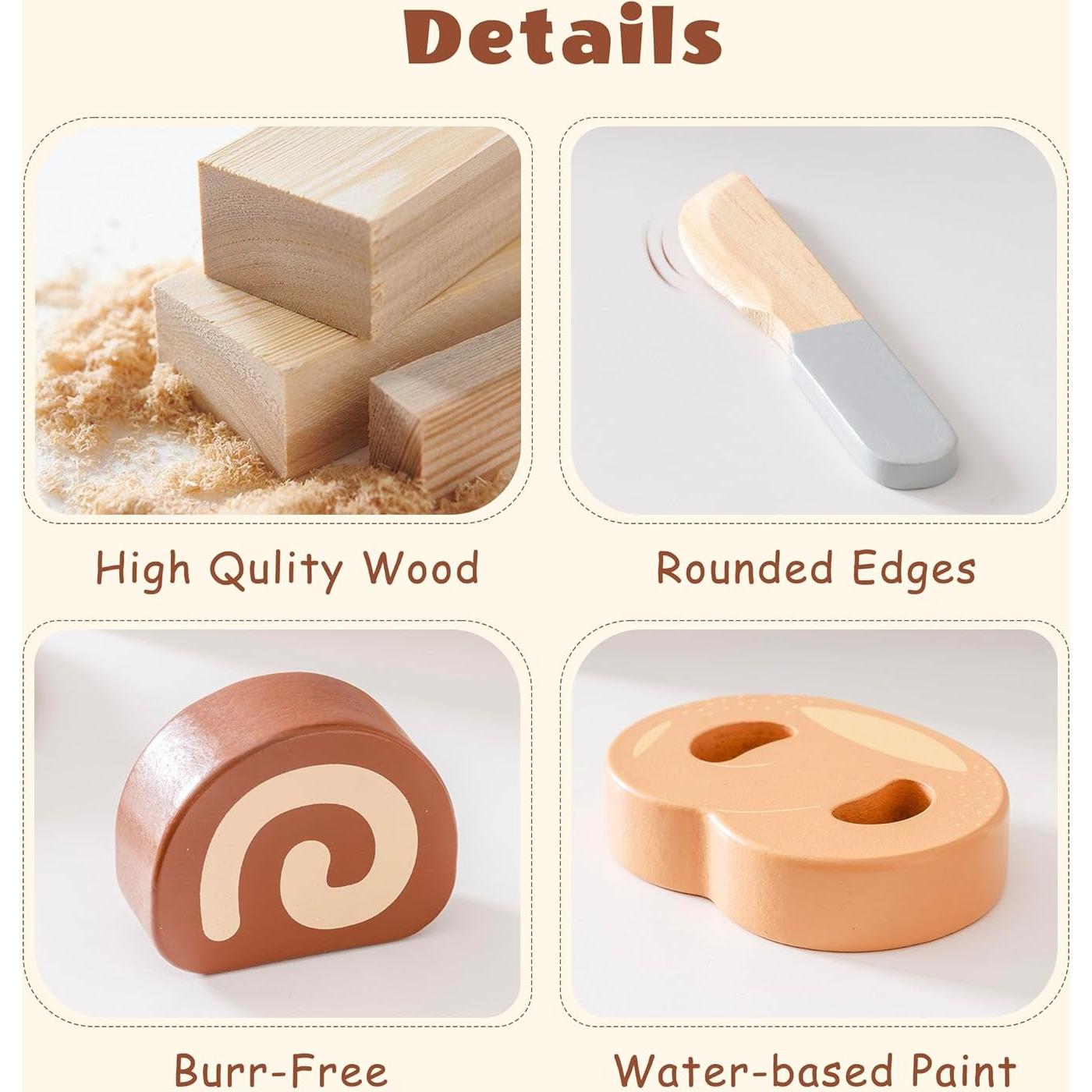 Conjunto de Comida de Madera ROBOTIME para Cortar - Juguete Infantil