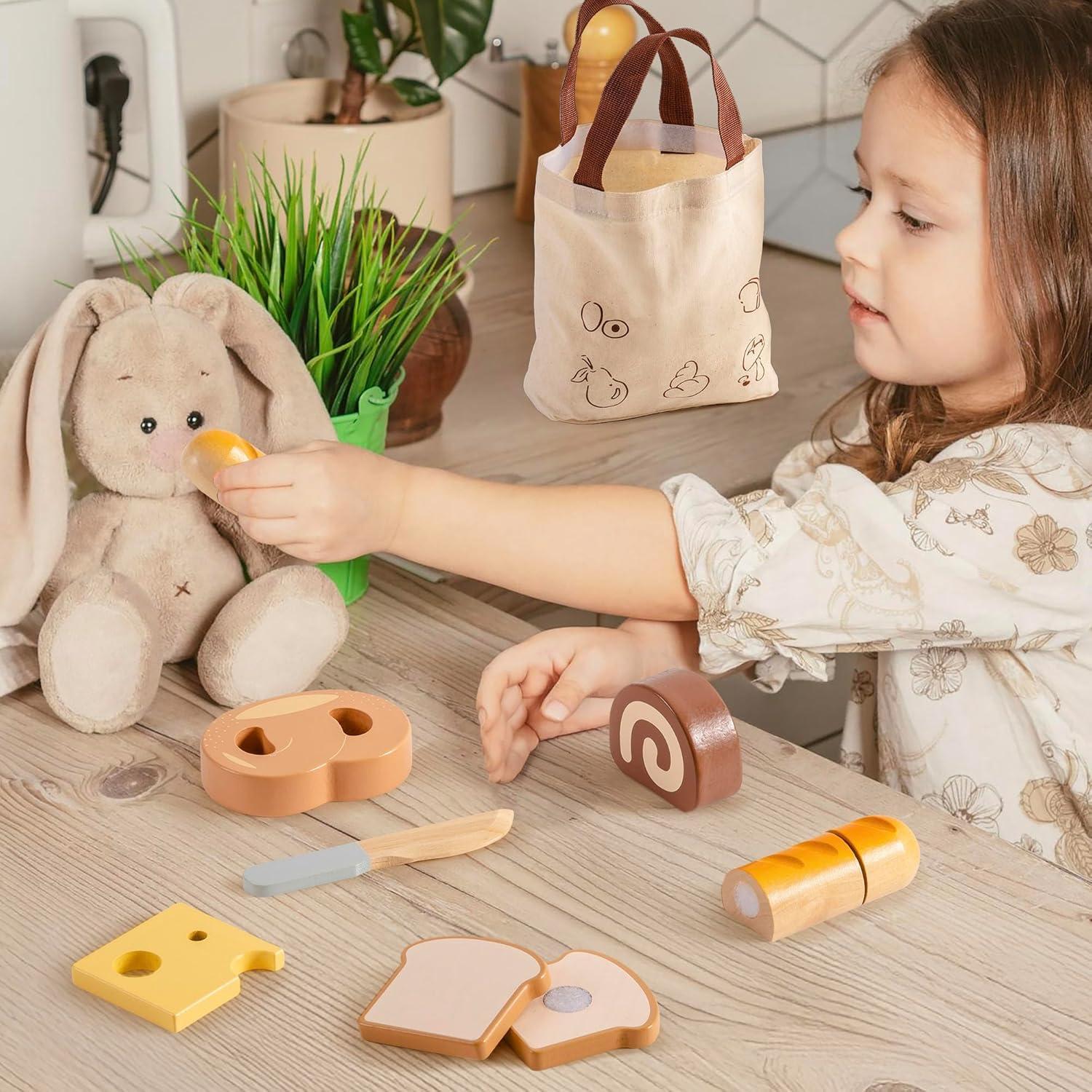 Conjunto de Comida de Madera ROBOTIME para Cortar - Juguete Infantil