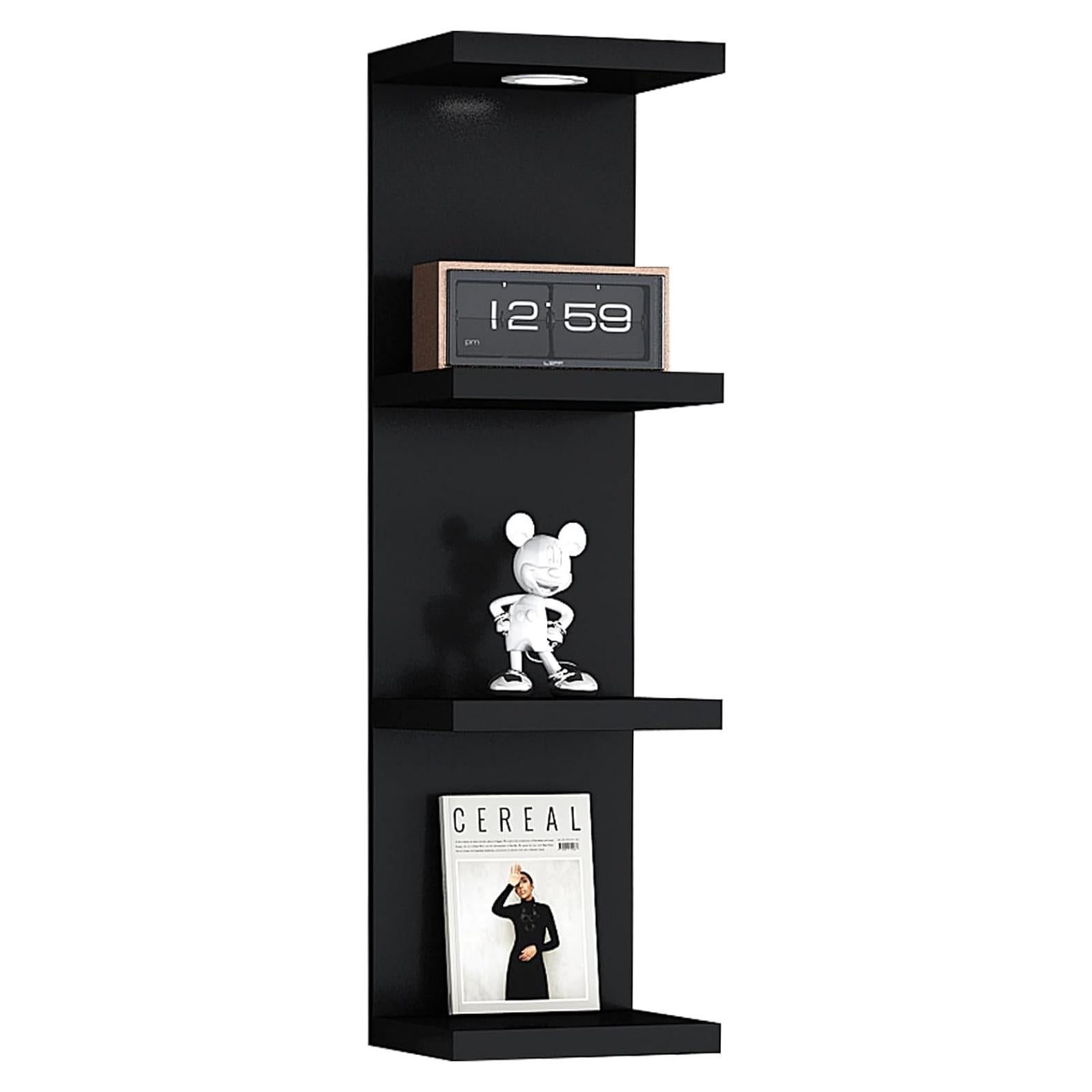 Estante de Pared Flotante LitaEther Lack Negro 4 Niveles con Luz LED