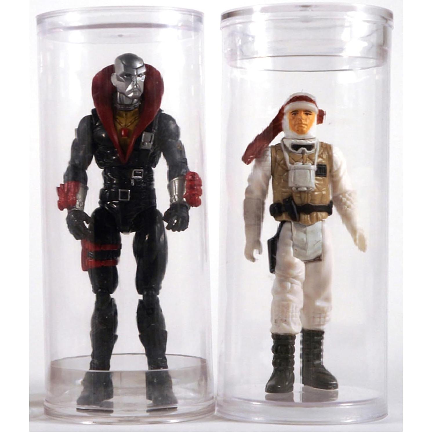 Plymor Plastic Action Figure Tube, 2" Wide by 4.5" Tall, with Clear Acrylic Base