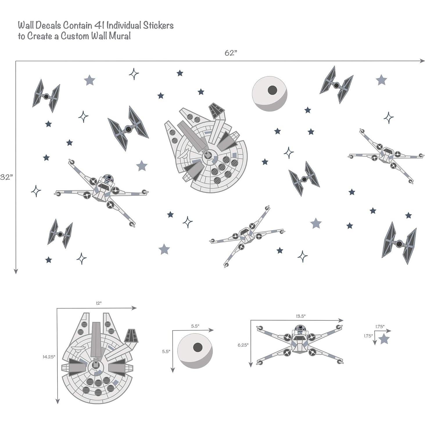 Calcomanías de Pared Star Wars Lambs & Ivy - X-Wing y Falcon