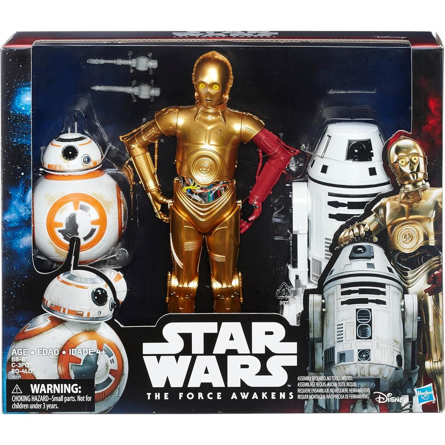 Paquete de 3 Droids Star Wars C-3PO BB-8 RO-4LO
