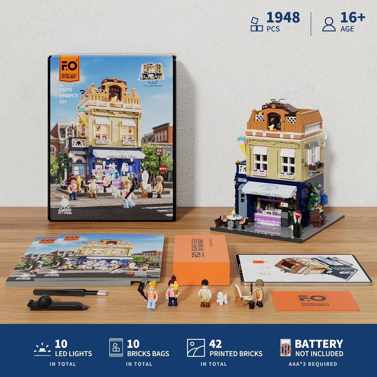 Set de Construcción Tienda de Gelato FUNWHOLE 1948 Piezas
