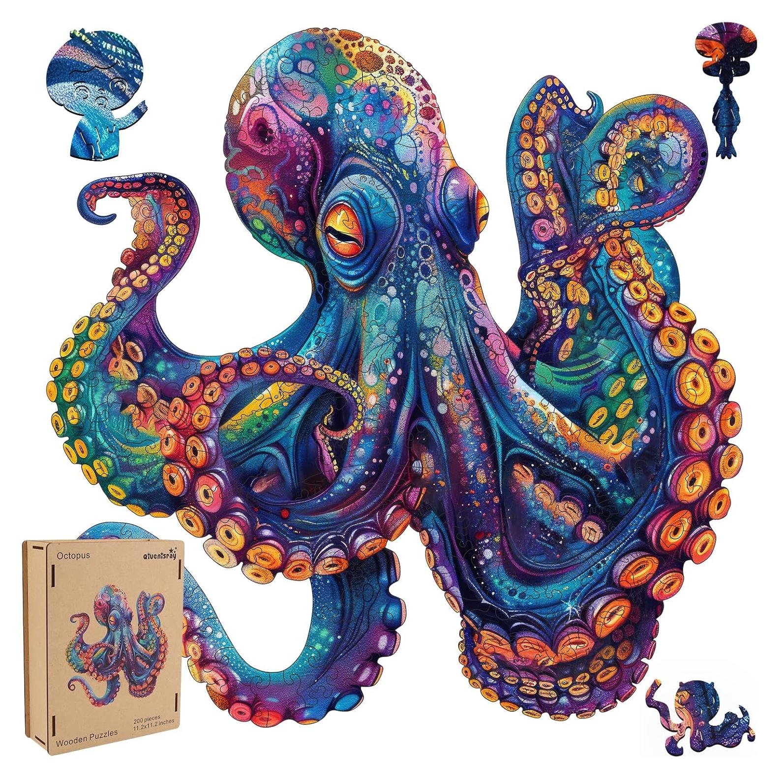 Rompecabezas de Madera Qiuenisray Pulpo 200 Piezas 28.4cm
