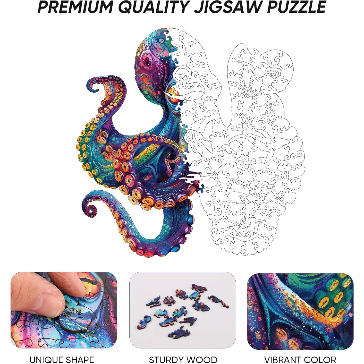 Rompecabezas de Madera Qiuenisray Pulpo 200 Piezas 28.4cm
