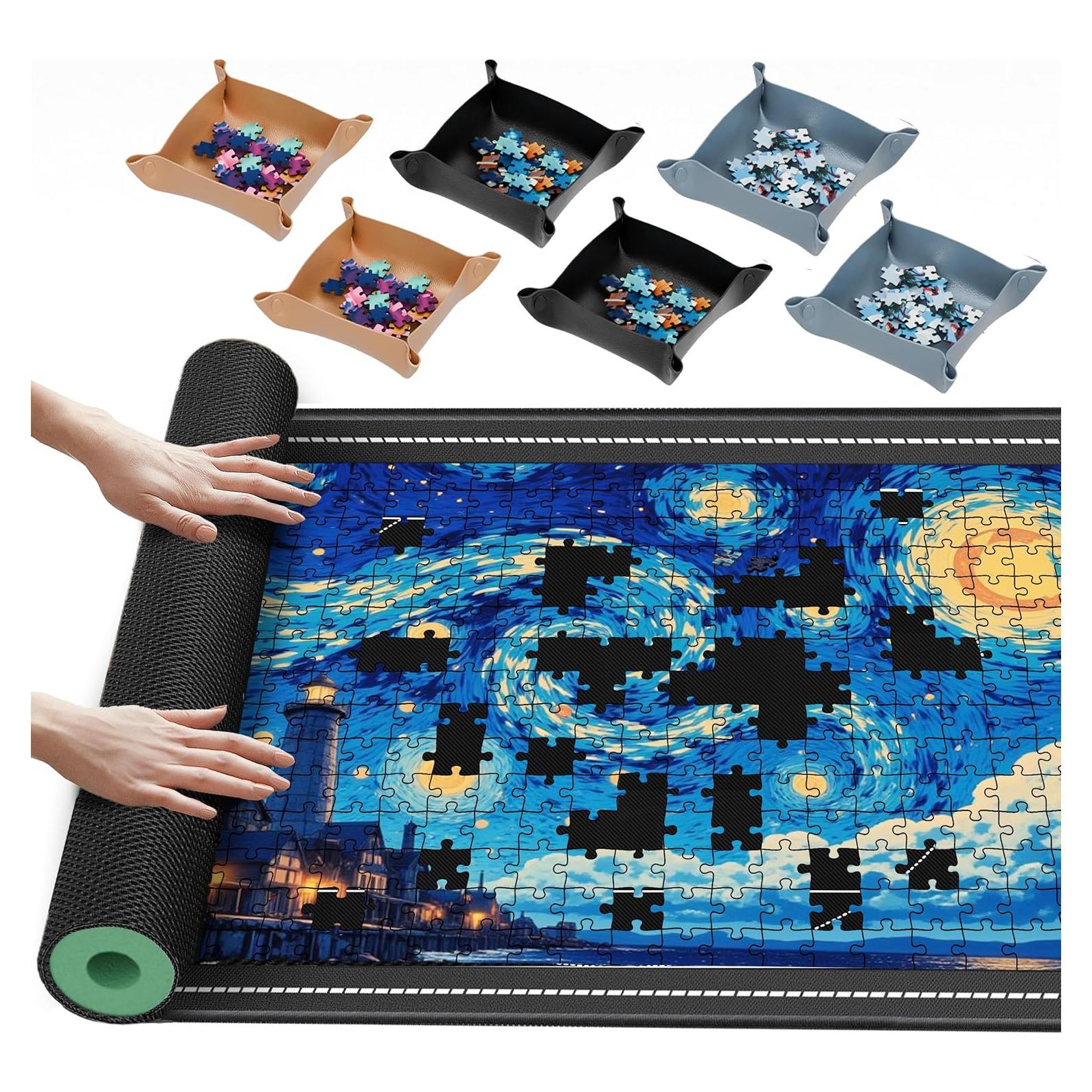 Alfombrilla para Rompecabezas Lwoeo 2000 Piezas Negra 123x78 cm