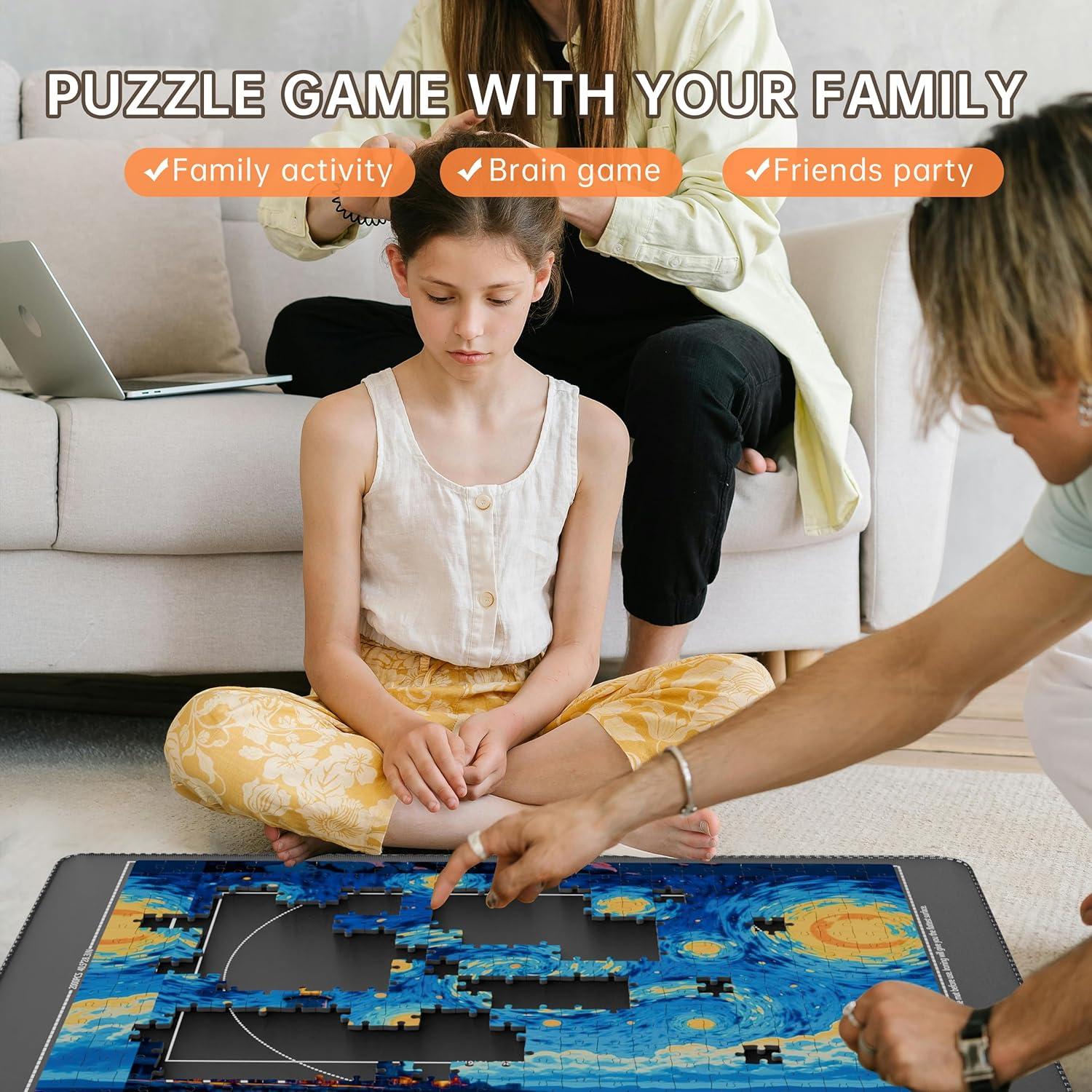 Alfombrilla para Rompecabezas Lwoeo 2000 Piezas Negra 123x78 cm