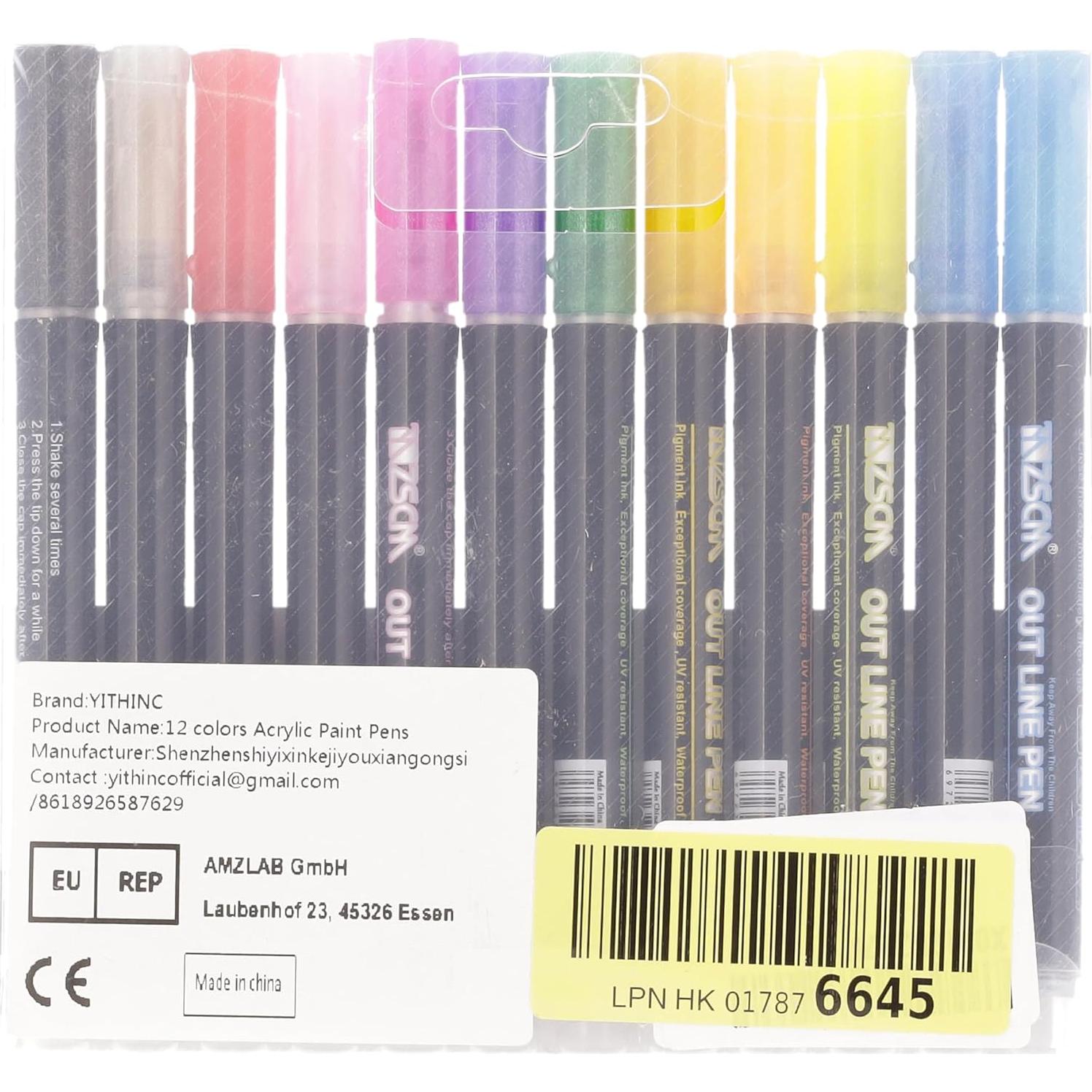 Marcadores de Gel Brillantes YITHINC - 12 Colores para Manualidades