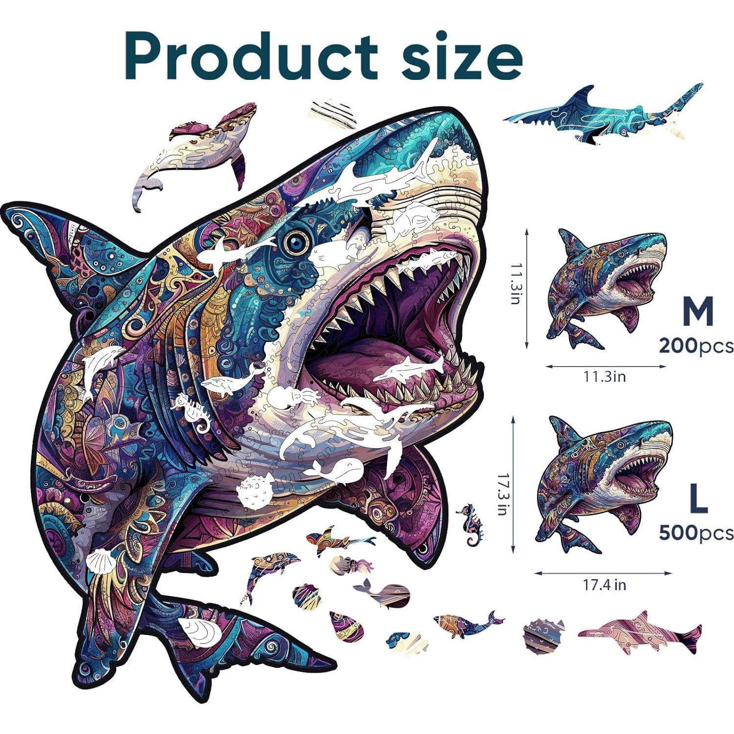 Rompecabezas de Madera del Tiburón 200 Piezas 28.7 cm - Delobil