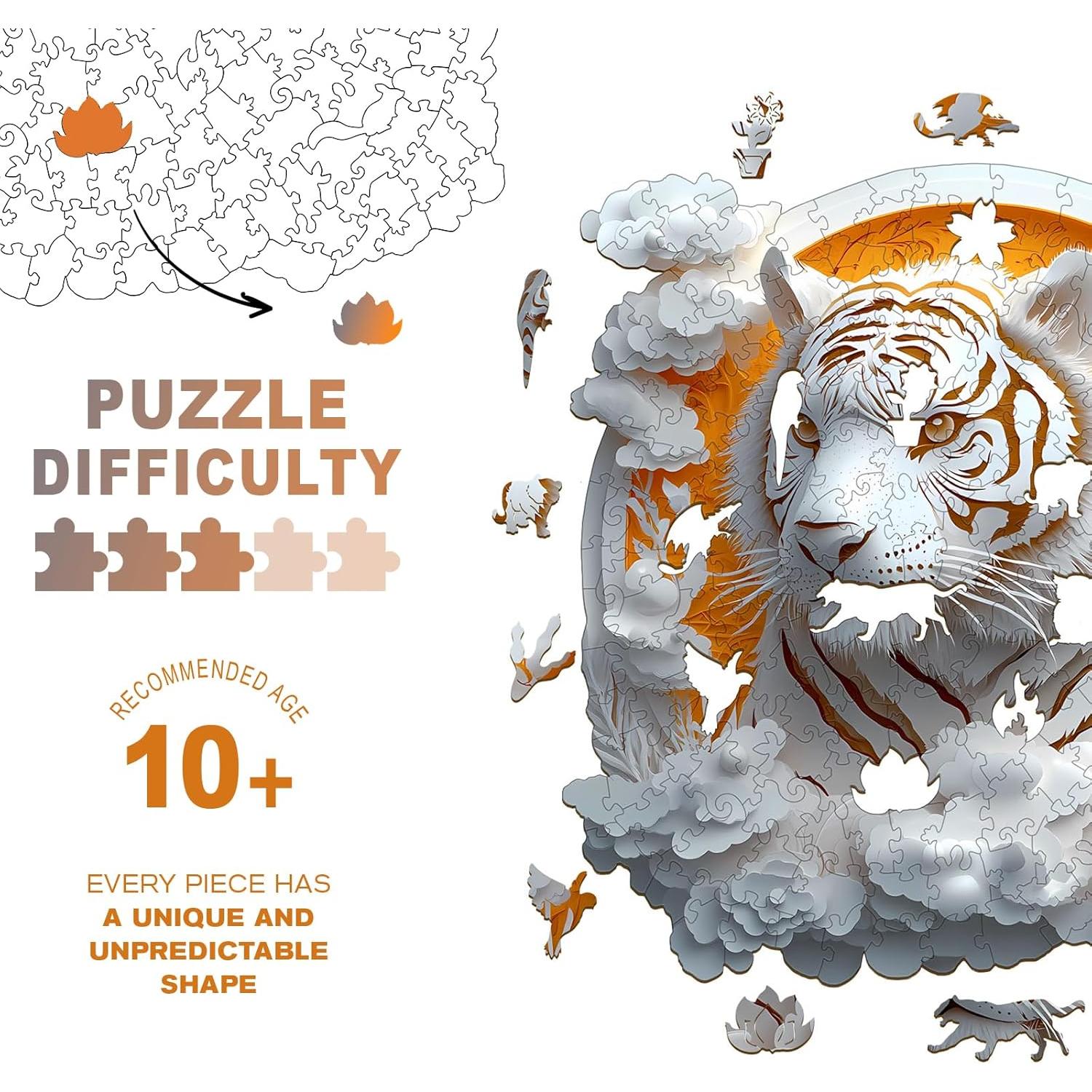 Rompecabezas de Madera Purdicra Tigre 3D 100 Piezas 21.6cm