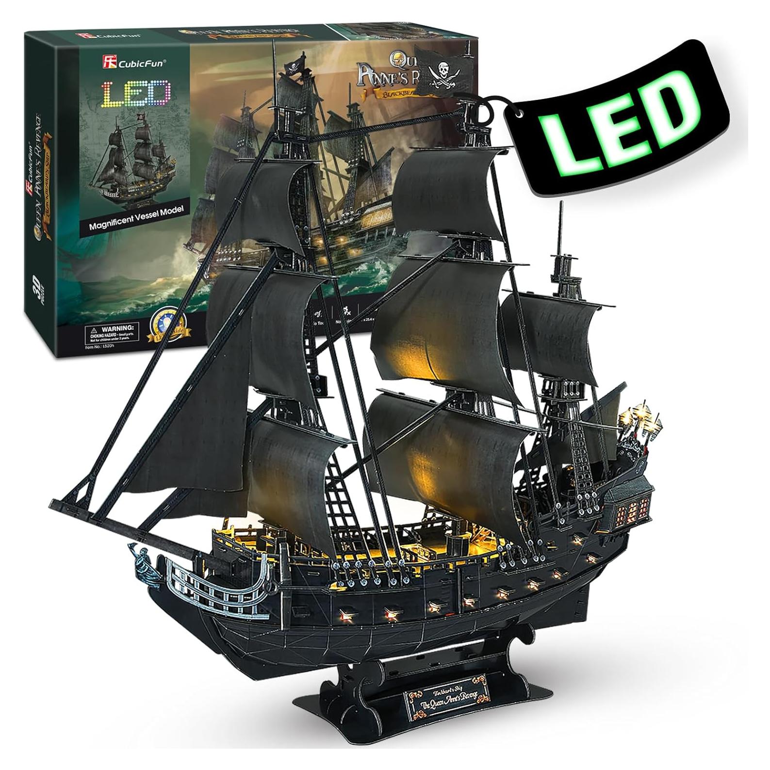 Rompecabezas 3D CubicFun Barco Pirata La Venganza de la Reina Ana 340 Pzs