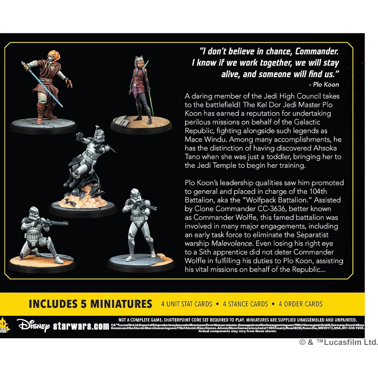 Star Wars Shatterpoint Pack de Escuadrón Plo Koon y Wolffe