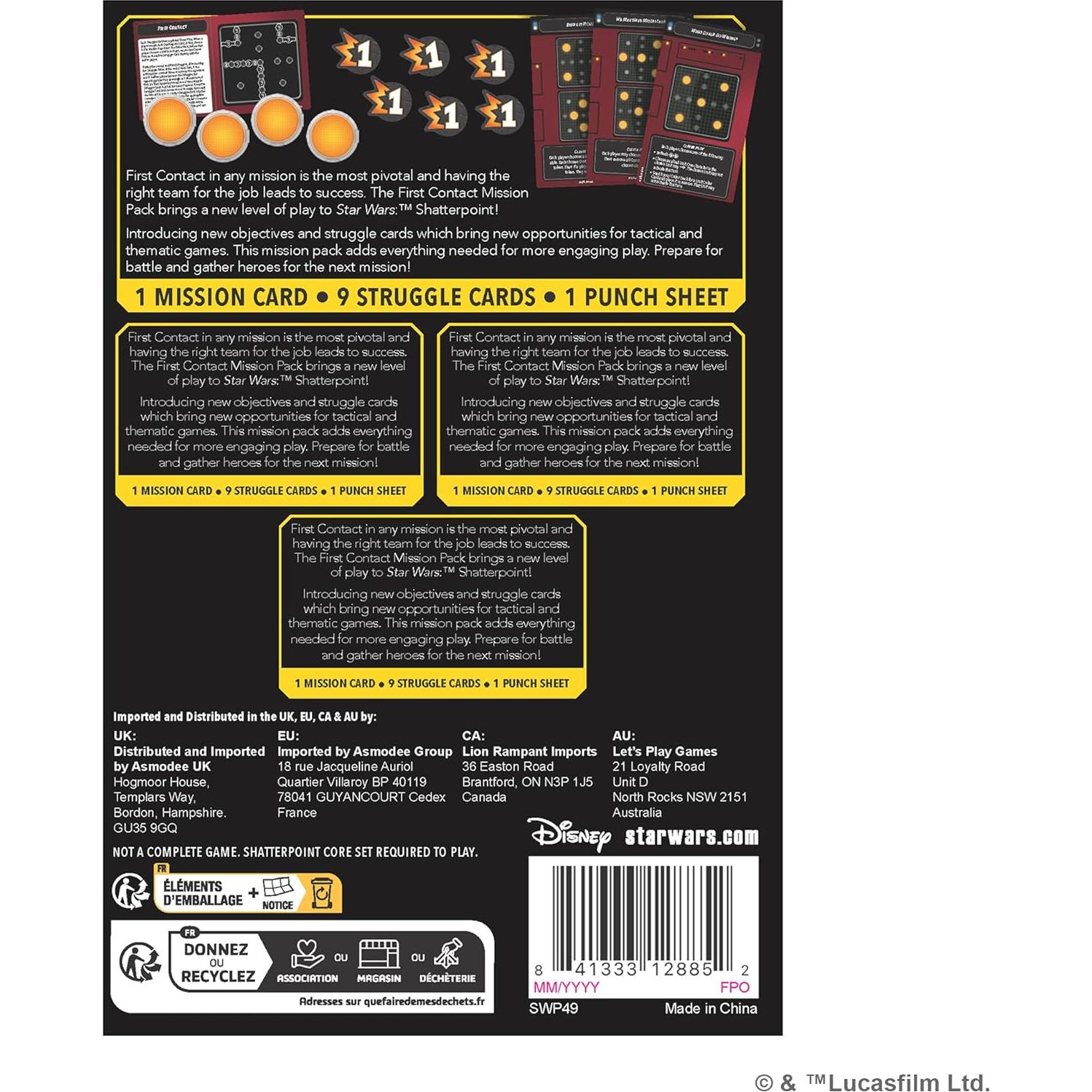 Paquete de Misión Primer Contacto Star Wars Shatterpoint - 9 Tarjetas de Lucha
