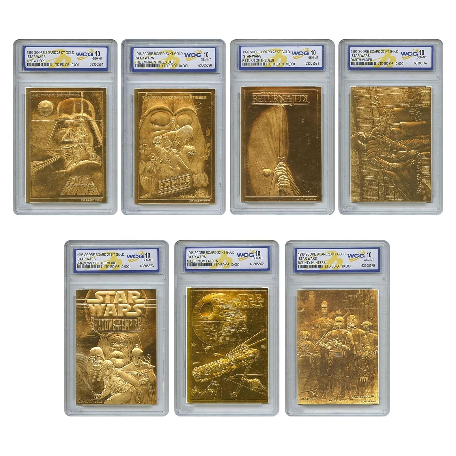 Conjunto Completo de 7 Tarjetas de Oro Star Wars 1996