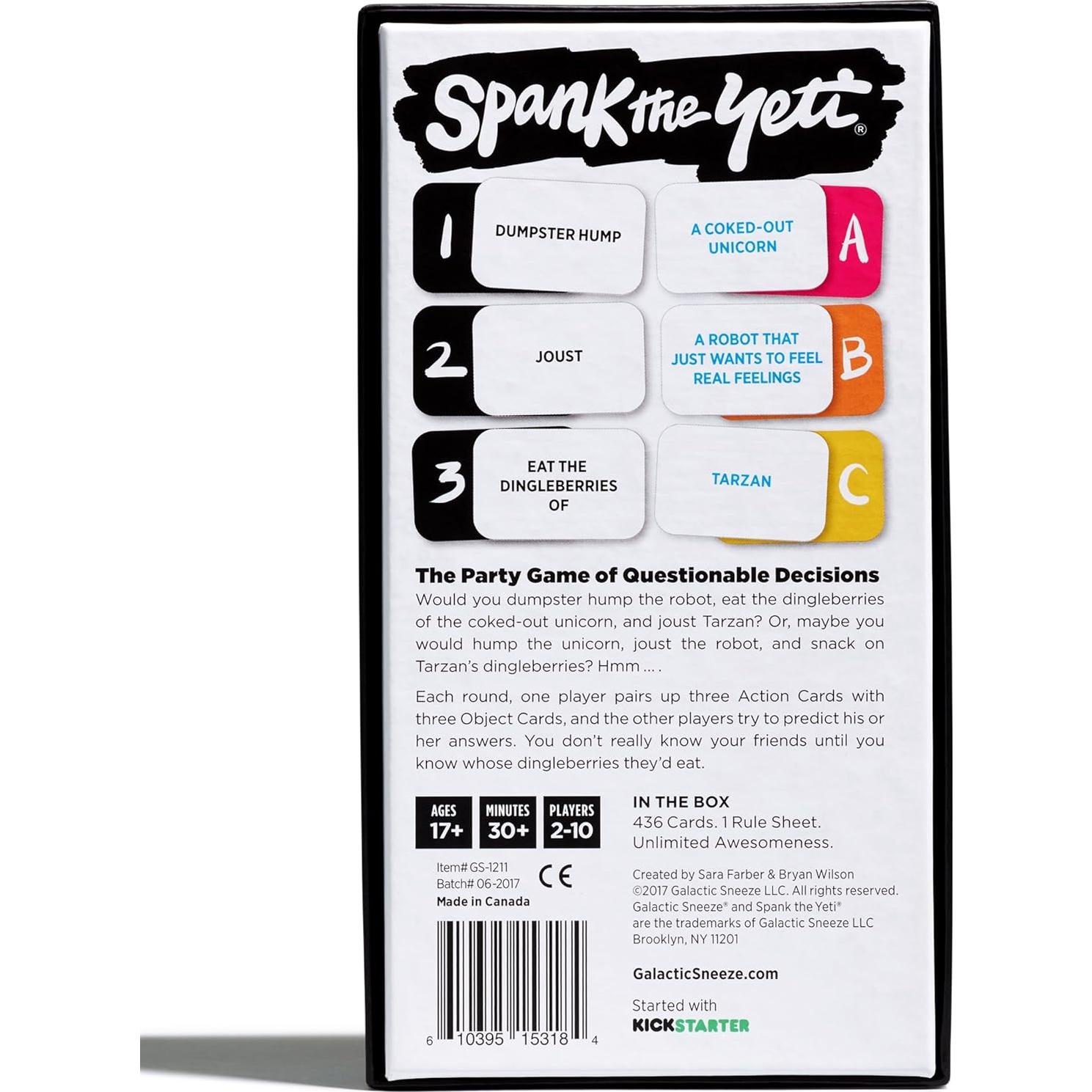 Juego de Fiesta Spank The Yeti - Galactic Sneeze - Adultos 17+