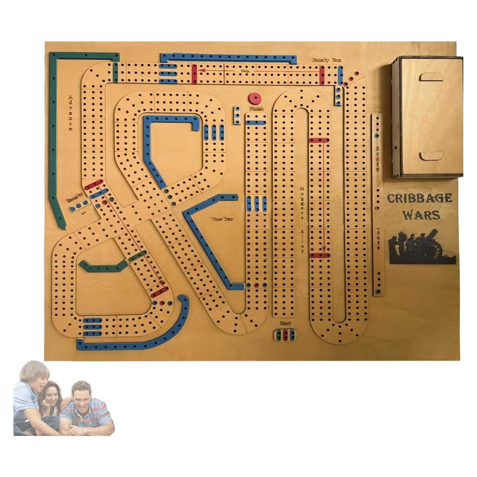 Juego de Mesa Cribbage Wars de Madera con Almacenamiento 30x25 cm
