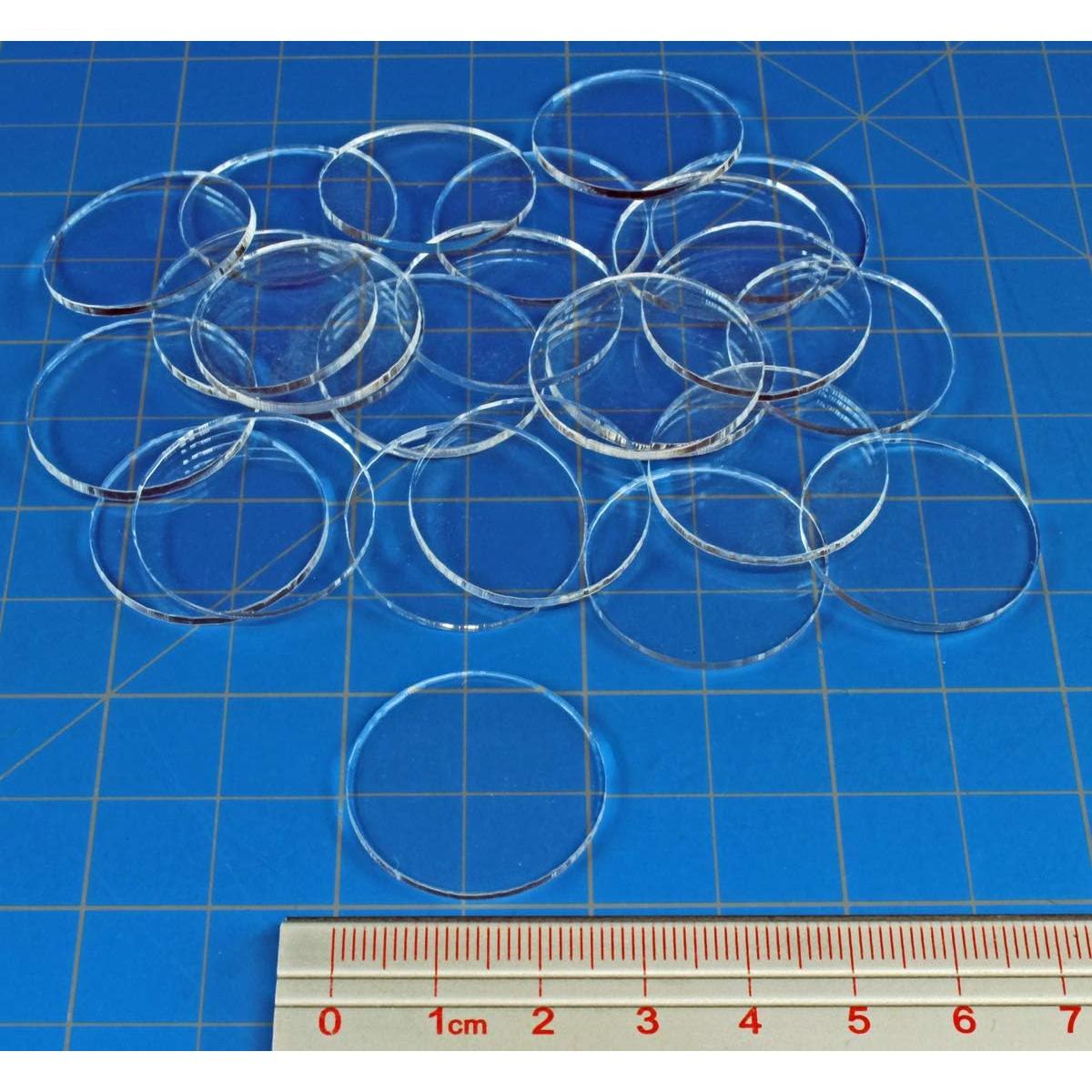 Bases Redondas LITKO 27mm Acrílico Transparente Paquete de 25